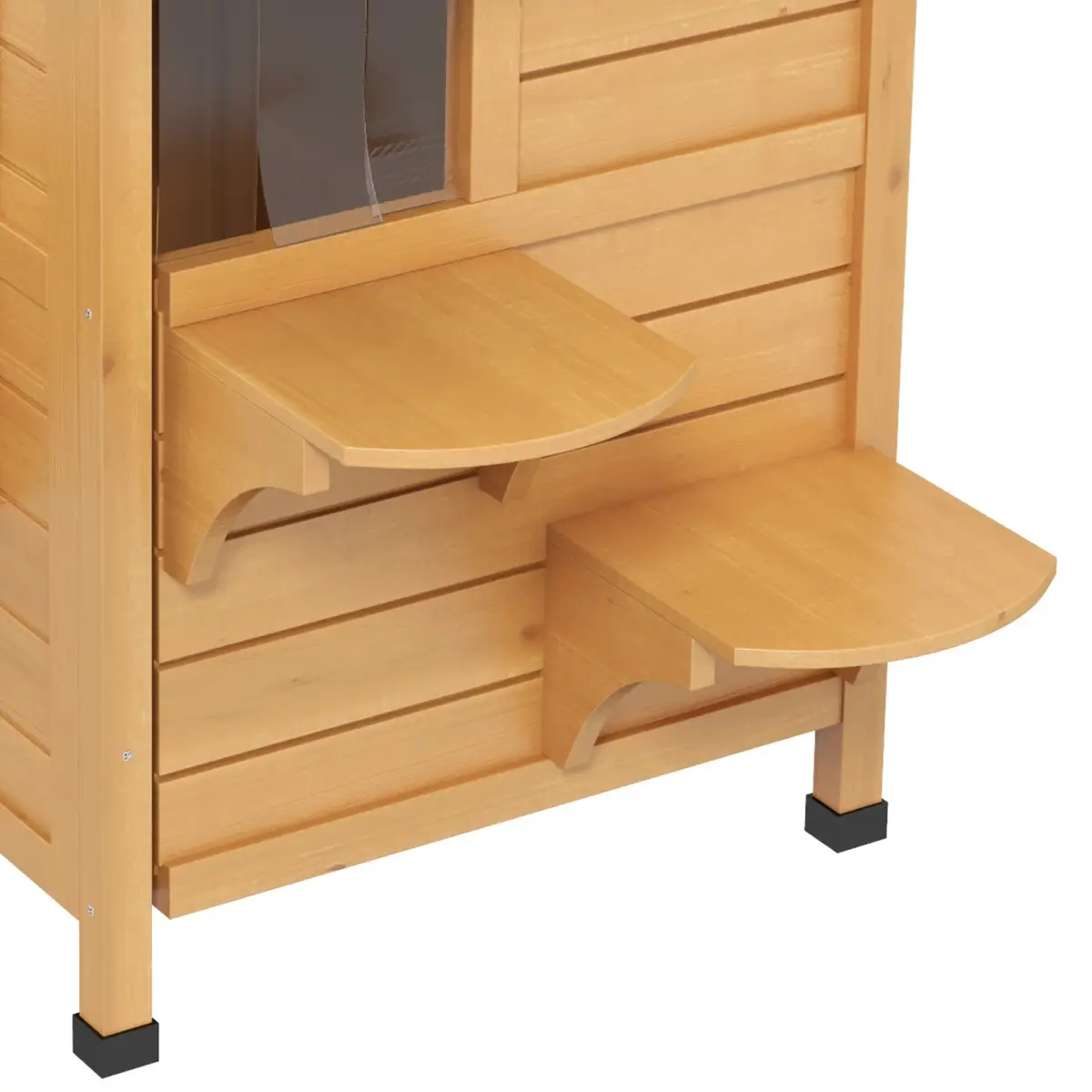 PawHut Wooden Cat House Cat Cave Pet Shelter Condos Outdoor Natural Wood Finish - Cat House