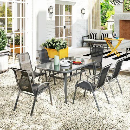 Outsunny Outsunny 7 Piece Garden Dining Set w/ Dining Table and Chairs - Dining Set
