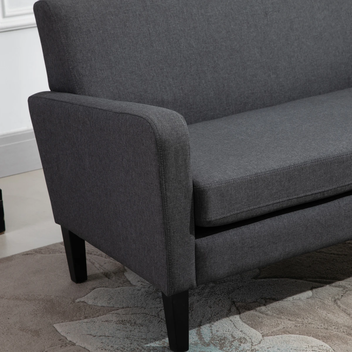HOMCOM Linen Modern Curved Loveseat 2 Seat Thick Cushions Home Use - Sofa