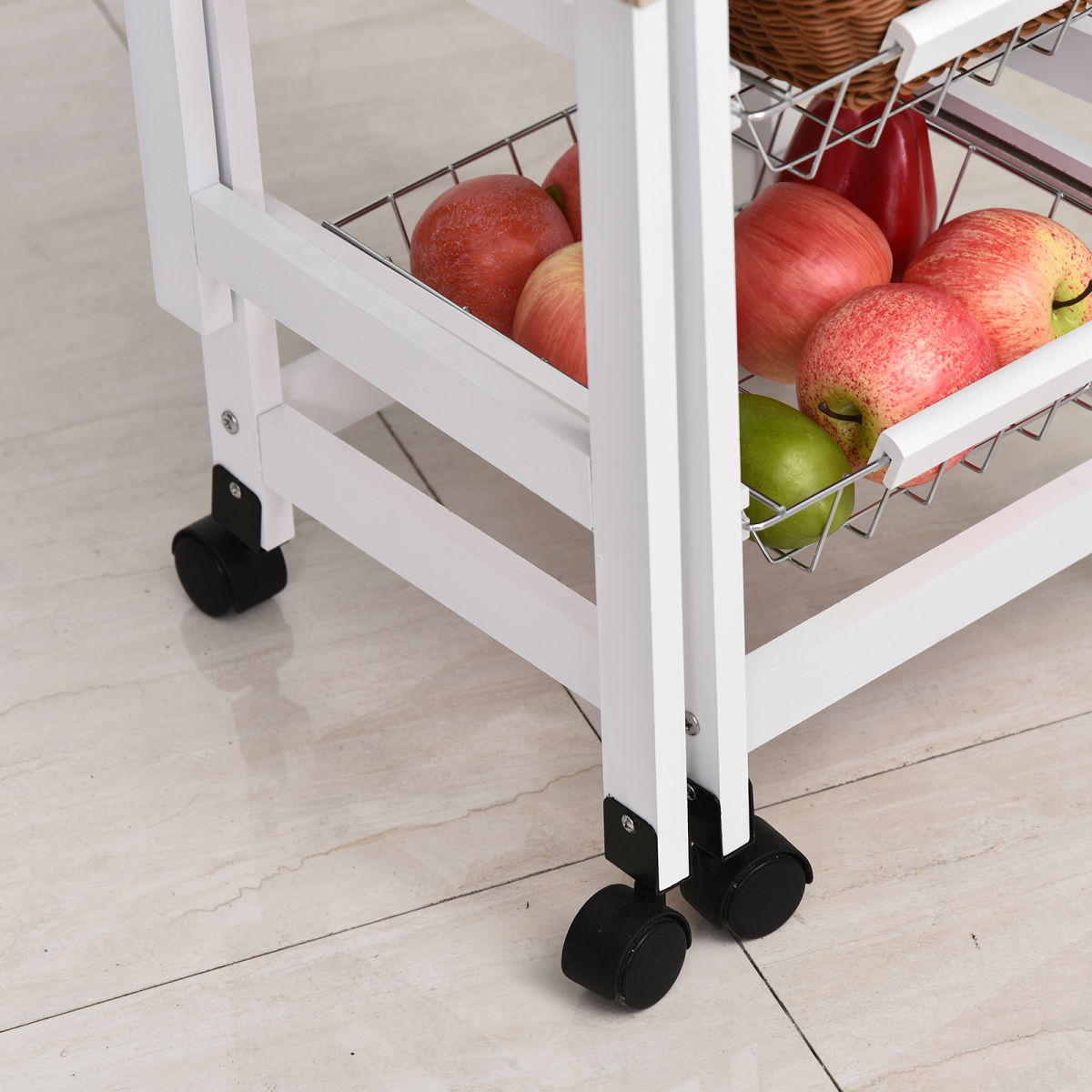 MDF Extendable Kitchen Island Trolley White - from HOMCOM