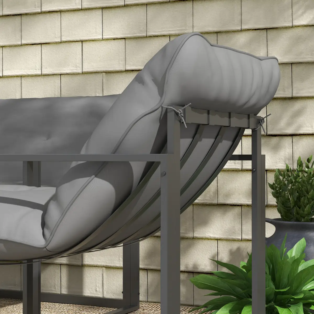 Outsunny Outsunny 4 PCs Garden Sofa Set with 2 Armchairs Loveseat Coffee Table, Grey - Garden Set