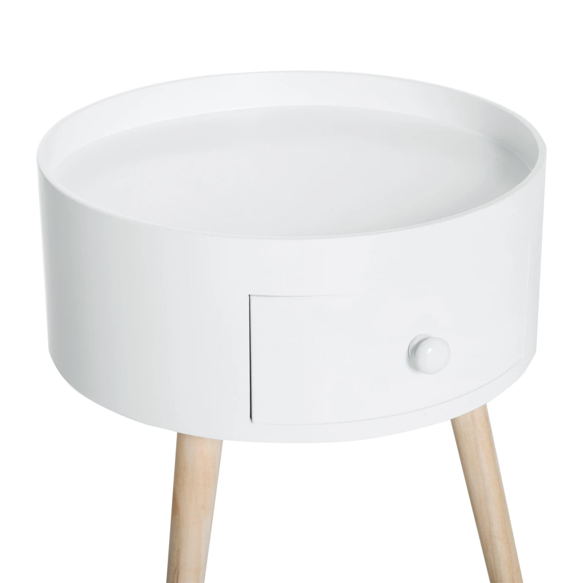 HOMCOM White Round Coffee Table 38x45cm Safe Edges Kids - Coffee Table