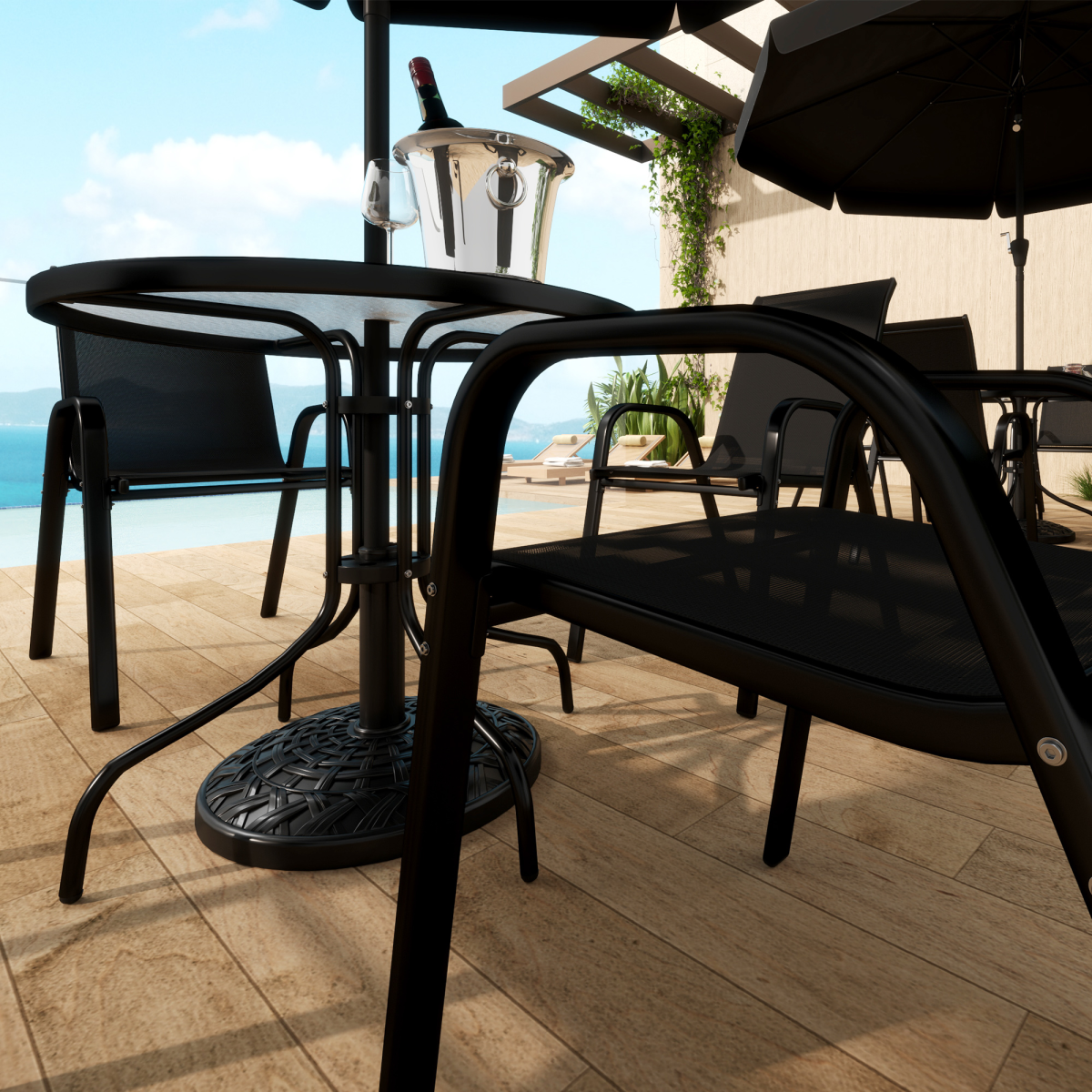 Outsunny Outsunny 12kg Garden Parasol Base, Round Resin Garden Umbrella Base, Black - Parasol