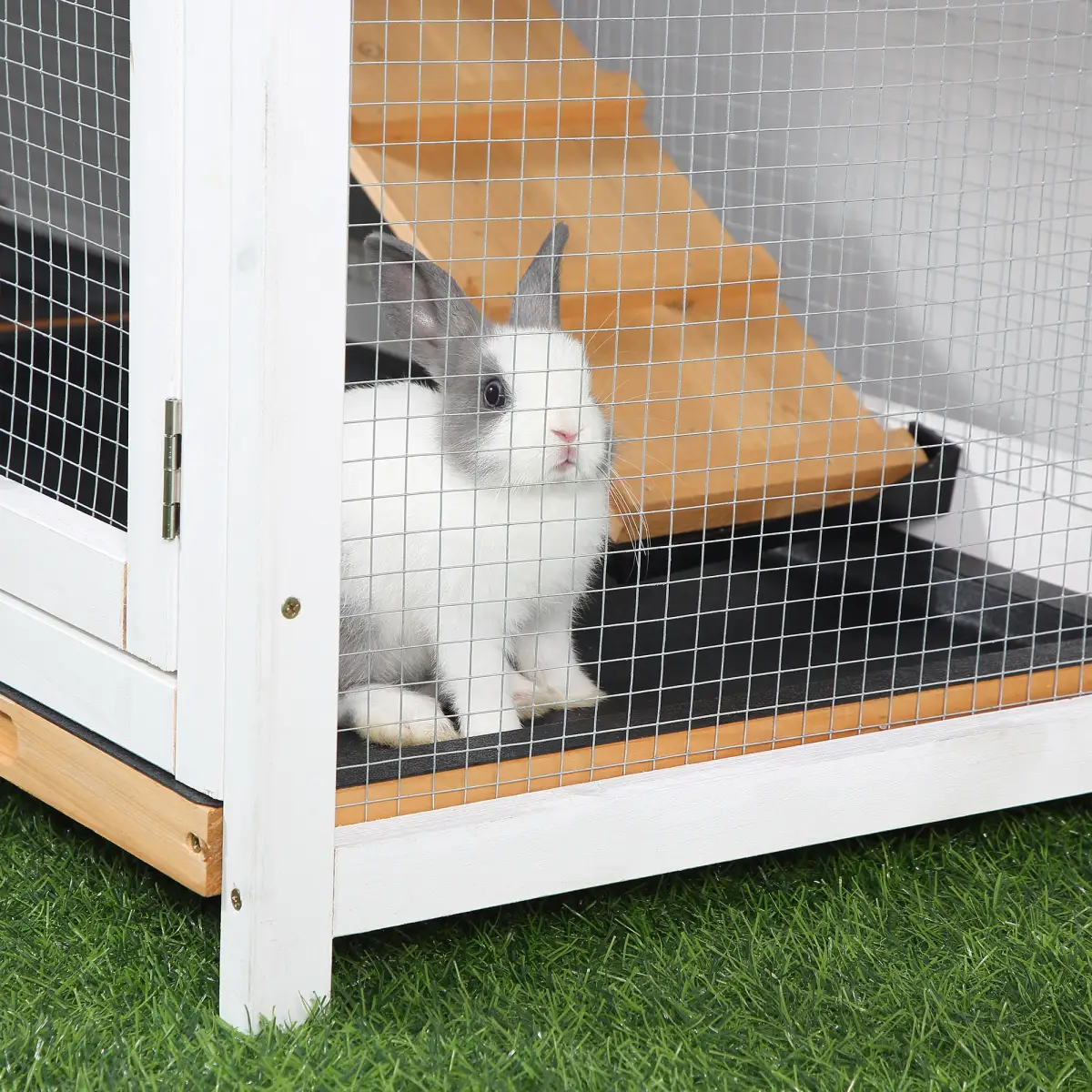Unbranded 2-Tier Wooden Rabbit Hutch Guinea Pig House Pet Cage Outdoor Tray Ramp Pawhut - Rabbit Hutch