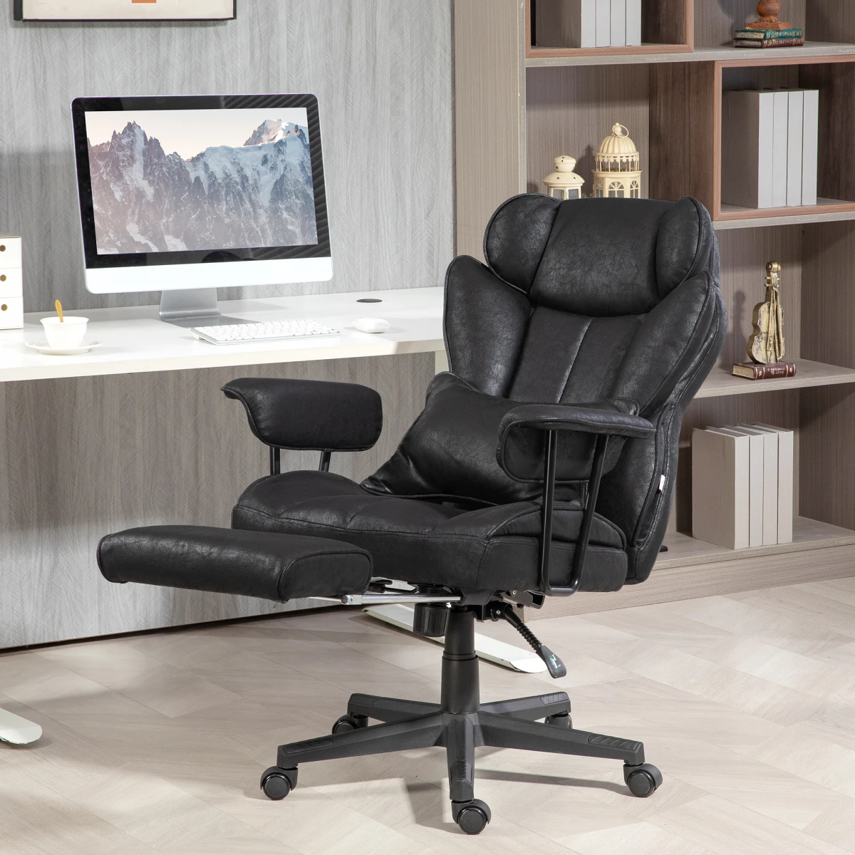 HOMCOM Office Chair 16cm Padding Ergonomic Foot Rest Desk - Office Chair