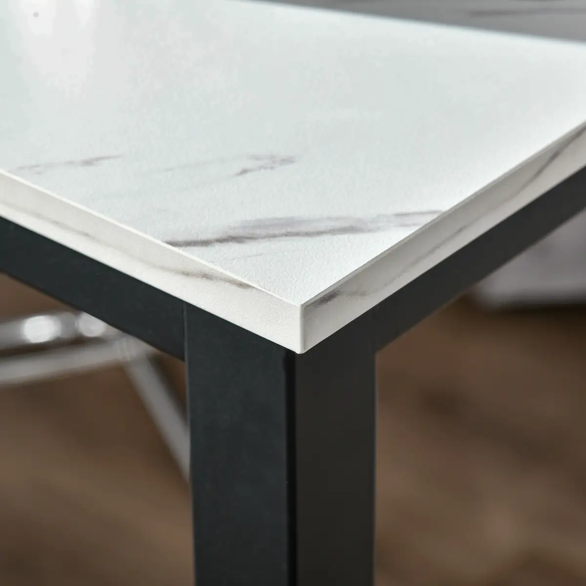 Unbranded Bar Table Breakfast Dining Coffee Table w/ Adjustable Footpads White & Black - Dining Table
