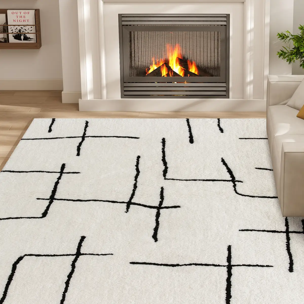 HOMCOM HOMCOM High Pile Modern Shaggy Rug, Soft Floor Carpet 120 x 170 cm, Cream - Rug