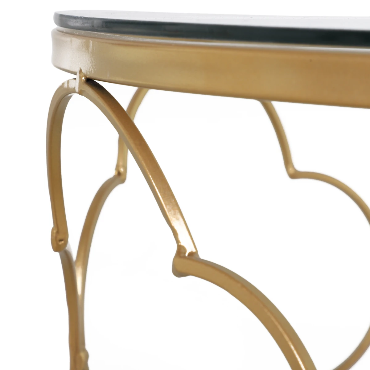 HOMCOM Nesting Tables Two Piece Glass Top Gold Tone For Modern Living Room Decor by HOMCOM