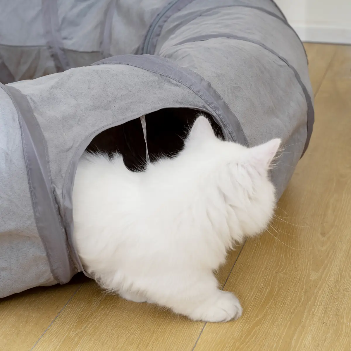 PawHut PawHut 2 in 1 Cat Tunnel with Bed, Cat Play Tunnel for Indoor Cats, Grey - Cat Beds