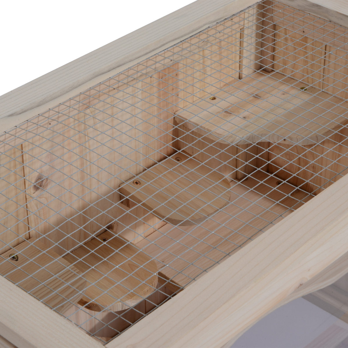 Wooden Hamster Cage Mice Rodents Hutch Small Animals 2 Levels 60x35x42cm - from Pawhut