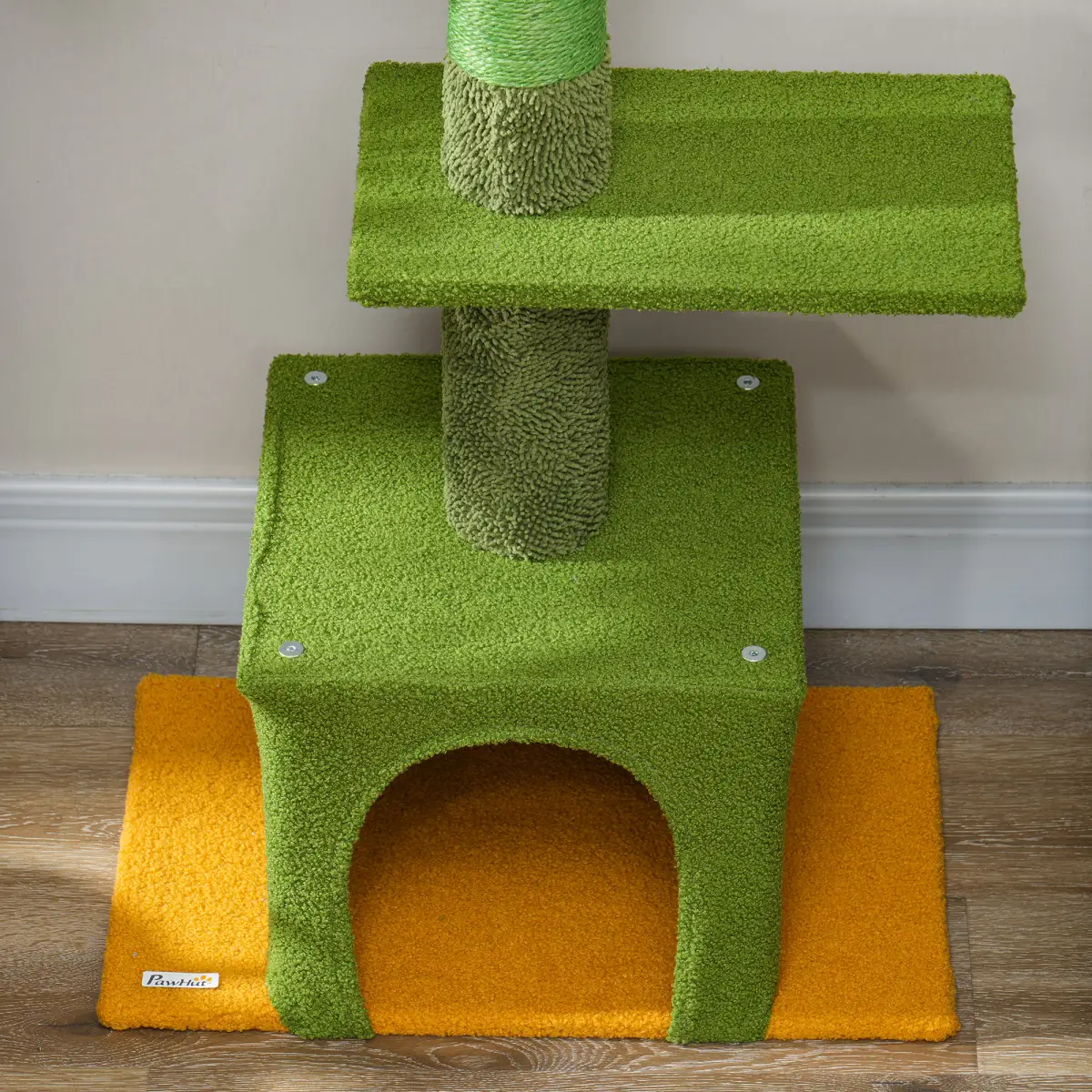 PawHut PawHut 230-275cm Floor-to-Ceiling Cat Tree for Indoor Cats with Cat House - Cat Tree