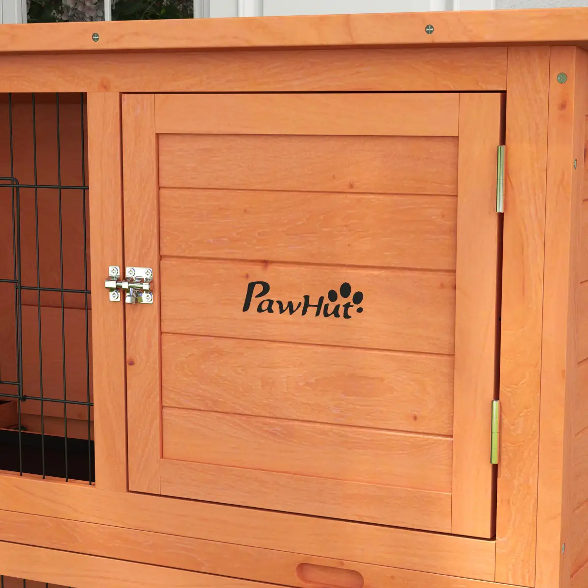 PawHut PawHut Wooden Rabbit Hutch Antiseptic Outdoor, for 1-2 Rabbits, Orange - Rabbit Hutch
