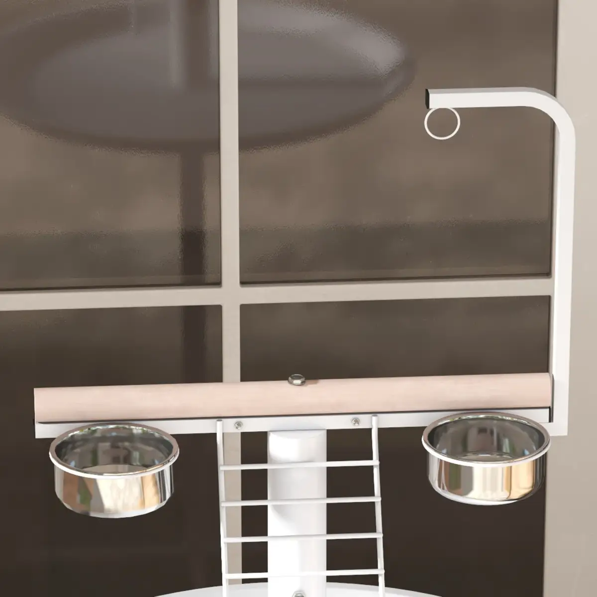 PawHut PawHut Bird Table with Four Wheels, Perches, Stainless Steel Bowls, Round Tray - Bird Feeder