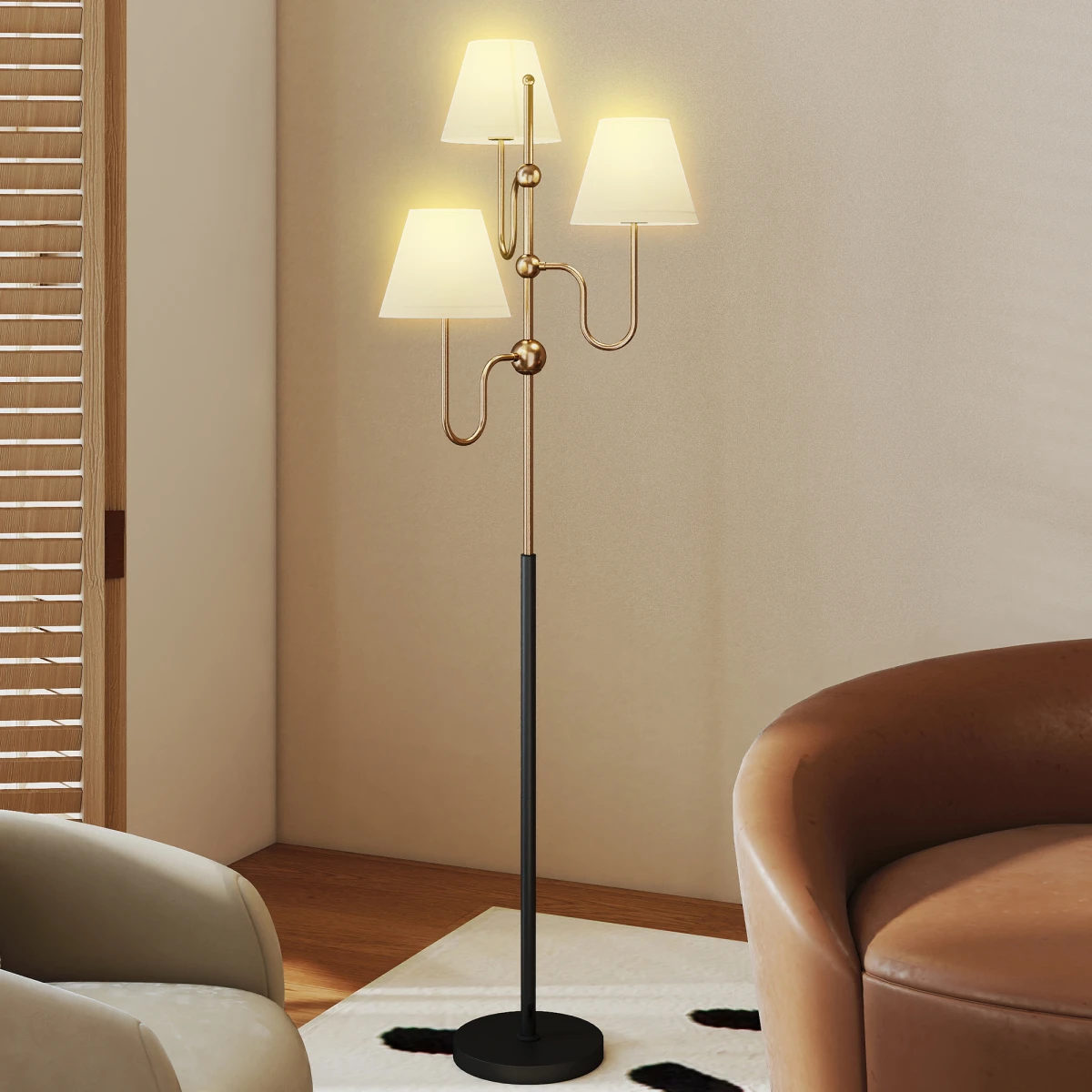 HOMCOM 3-Light Floor Lamp 165 cm Tall with Foot Switch by HOMCOM