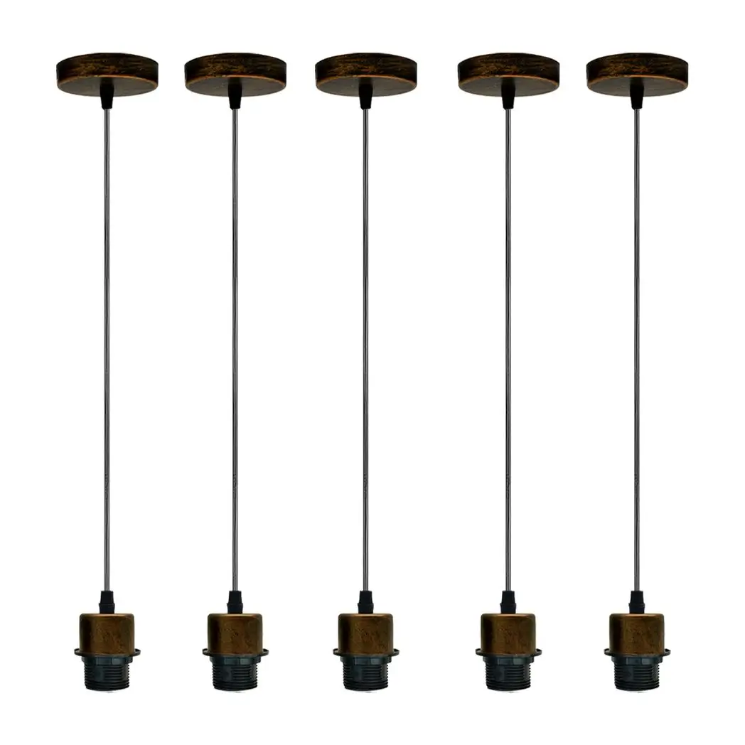 Un-branded 5 Pack Industrial Brushed Copper Pendant Light, Lampshade Addable E27 Lamp Holder - Pendant Lights