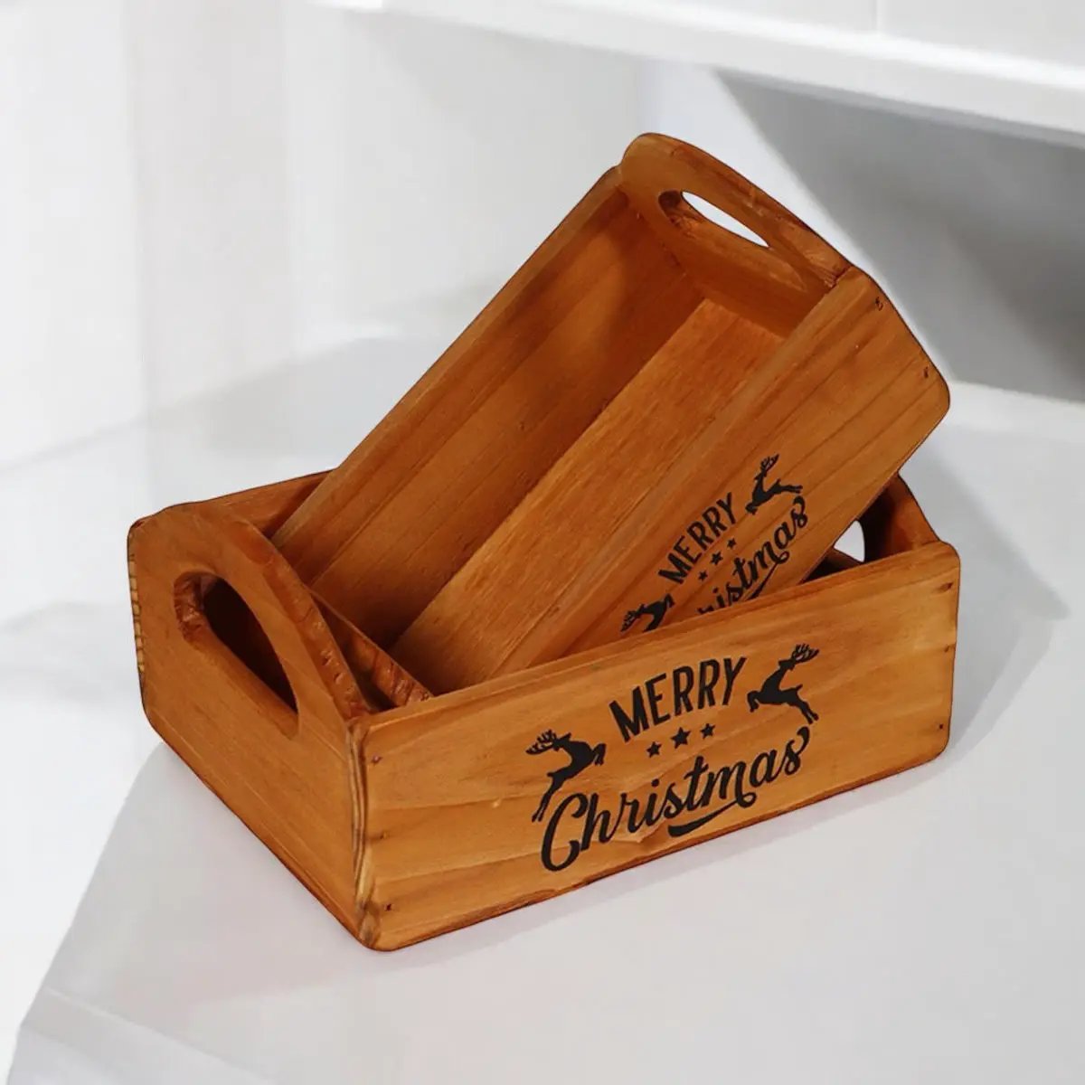 MSL SET 2 WOODEN FLOWER PLANTERS - Planters