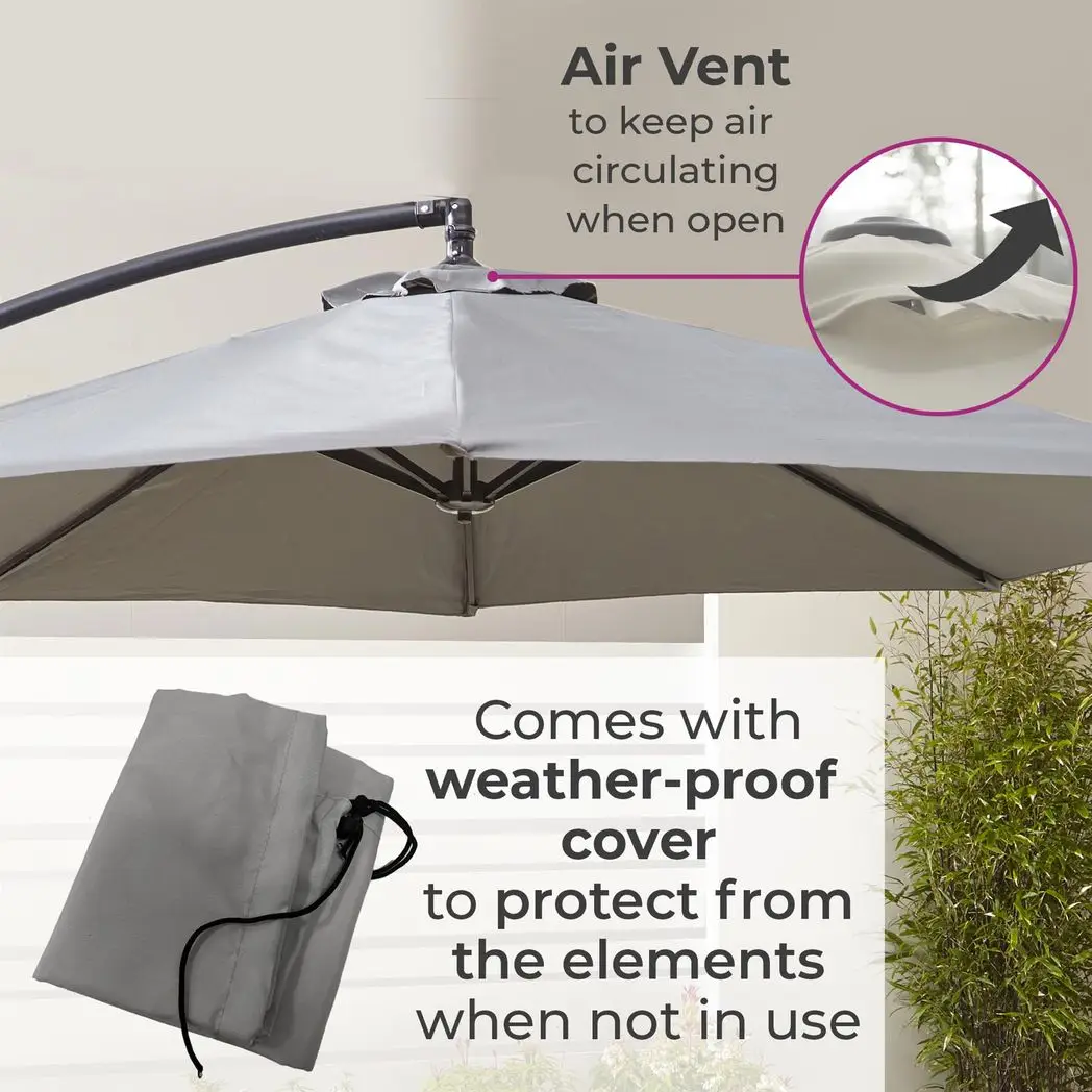 Neo Neo 3M Grey Outdoor Freestanding Parasol with Led Lights - Parasol