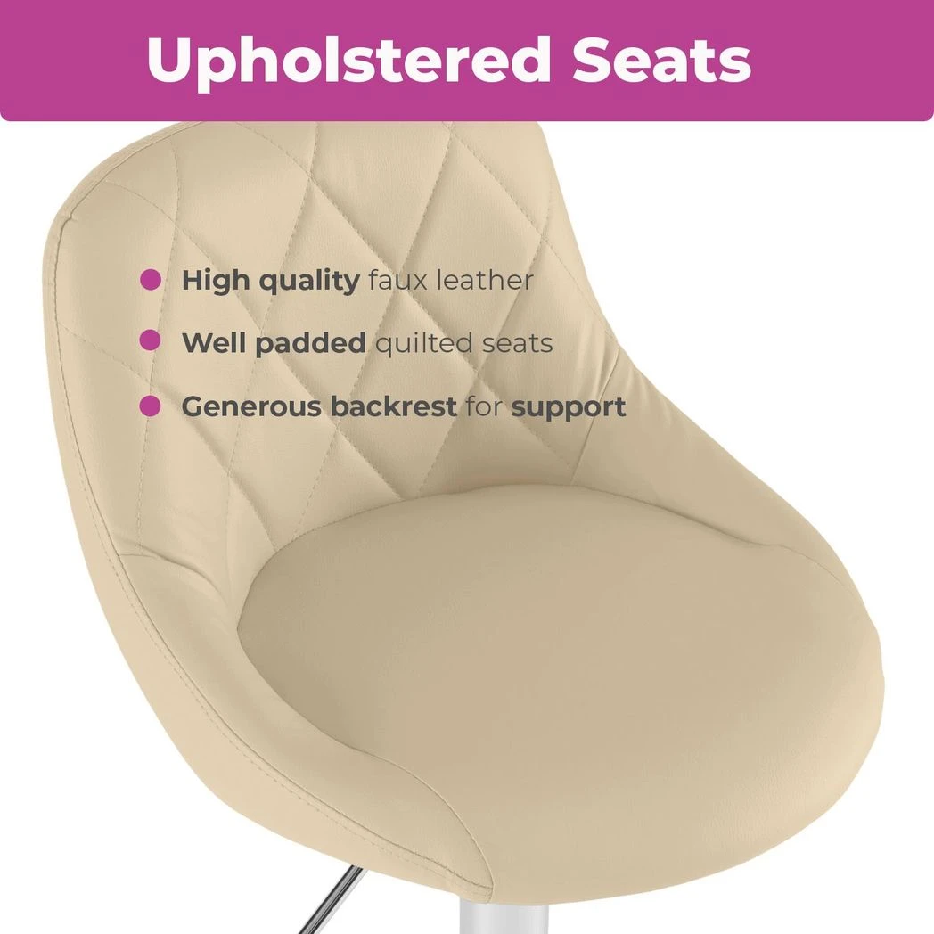 Neo Neo Set of Two Cream Leather Bar Stools -