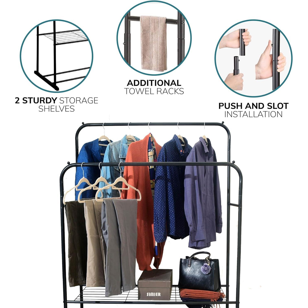 Direct Online Houseware Sturdy Double Clothes Rail H153 W110 D50 30kg Capacity Home - Wardrobe