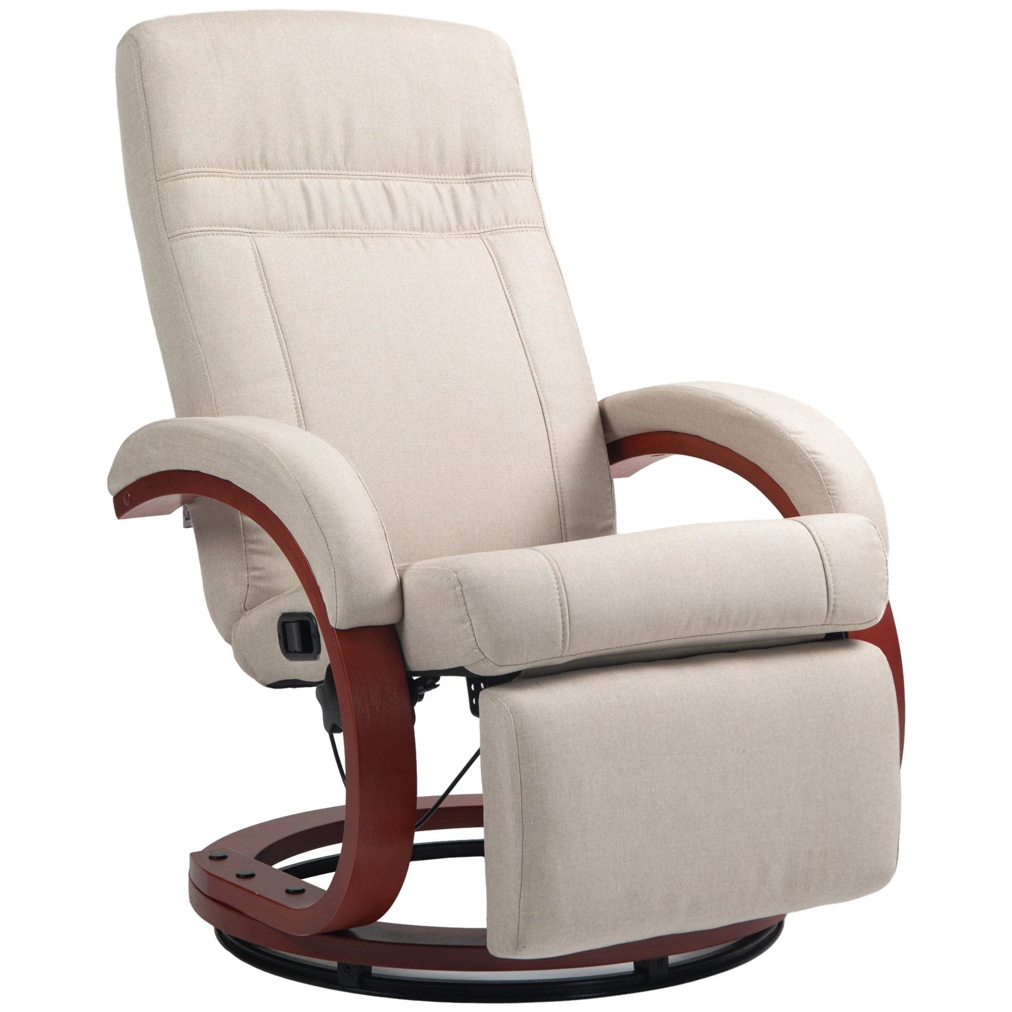 HOMCOM Manual Recliner Swivel Reclining Chair with Footrest Armrests Beige by HOMCOM