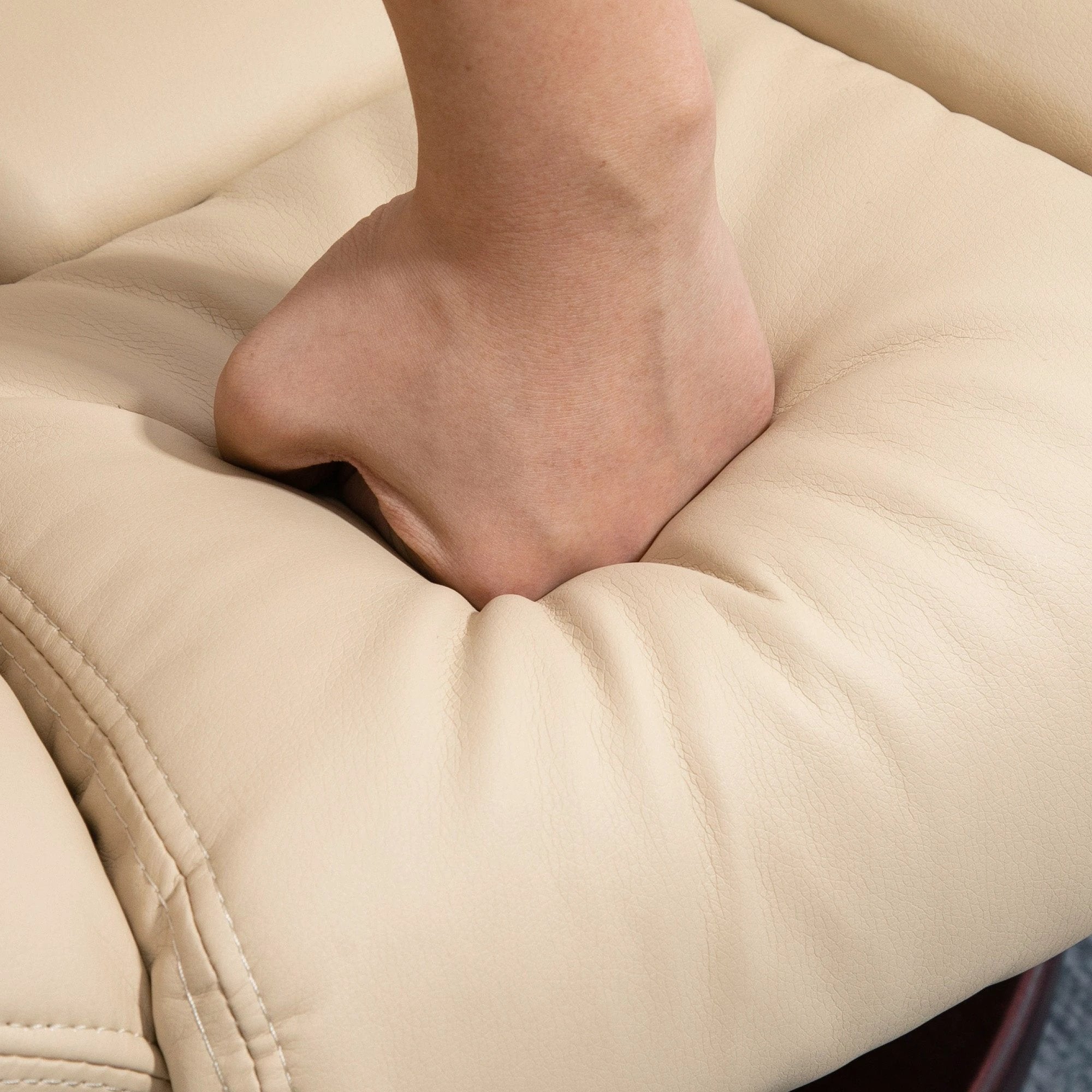HOMCOM HOMCOM Swivel Manual Recliner and Footrest Set PU Leather Lounge Chair Beige - Recliner