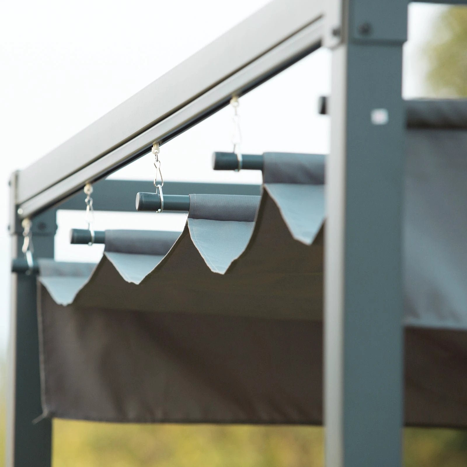 Outsunny Metal Pergola Gazebo Patio Sun Shelter Grape Tent Retractable Canopy Grey - Gazebos