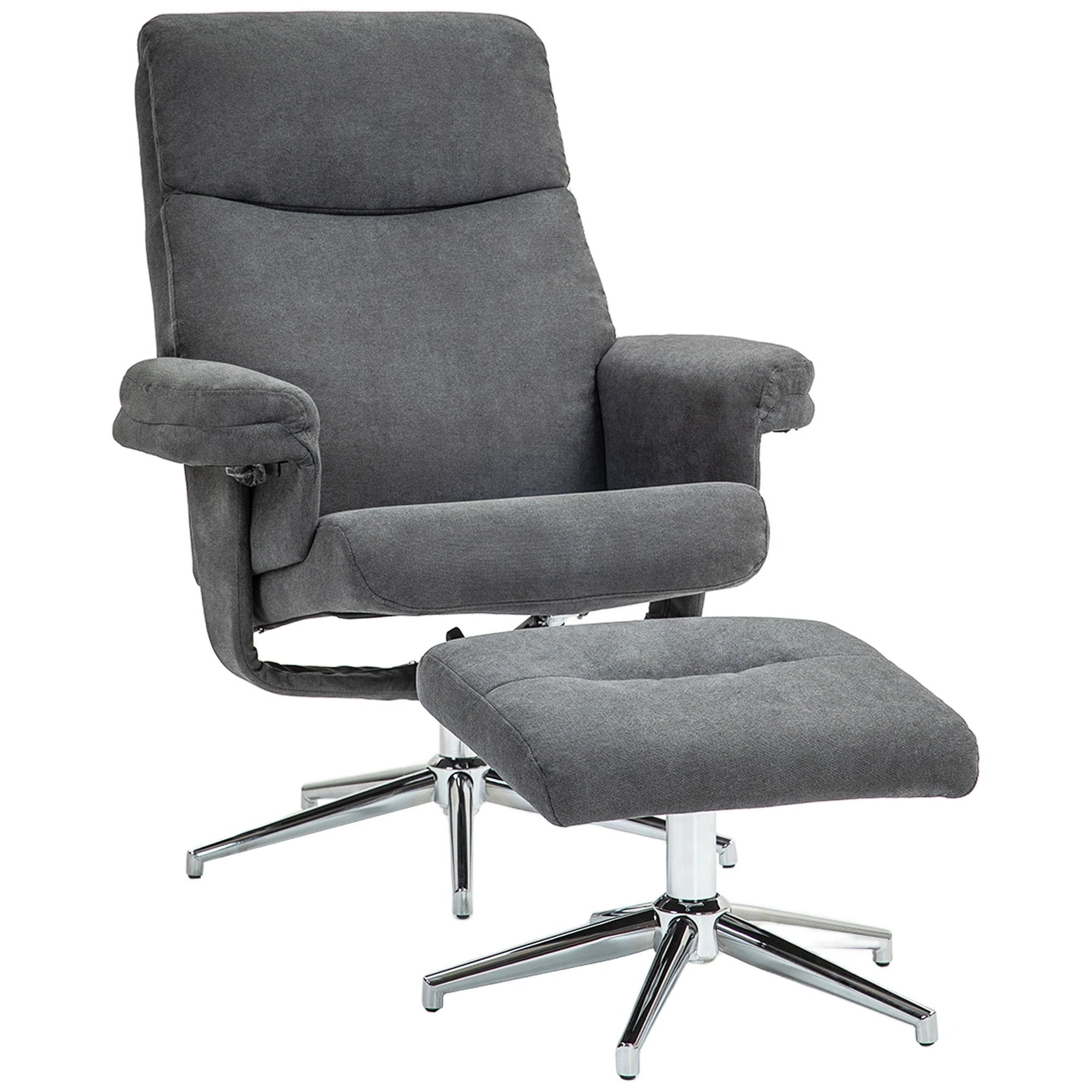 HOMCOM Recliner Chair with Footstool with Adjustable Back - Recliner