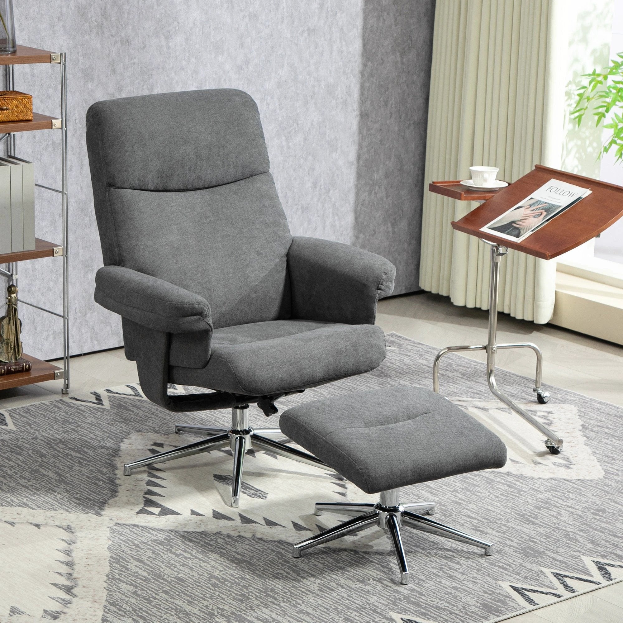 HOMCOM Recliner Chair with Footstool with Adjustable Back - Recliner