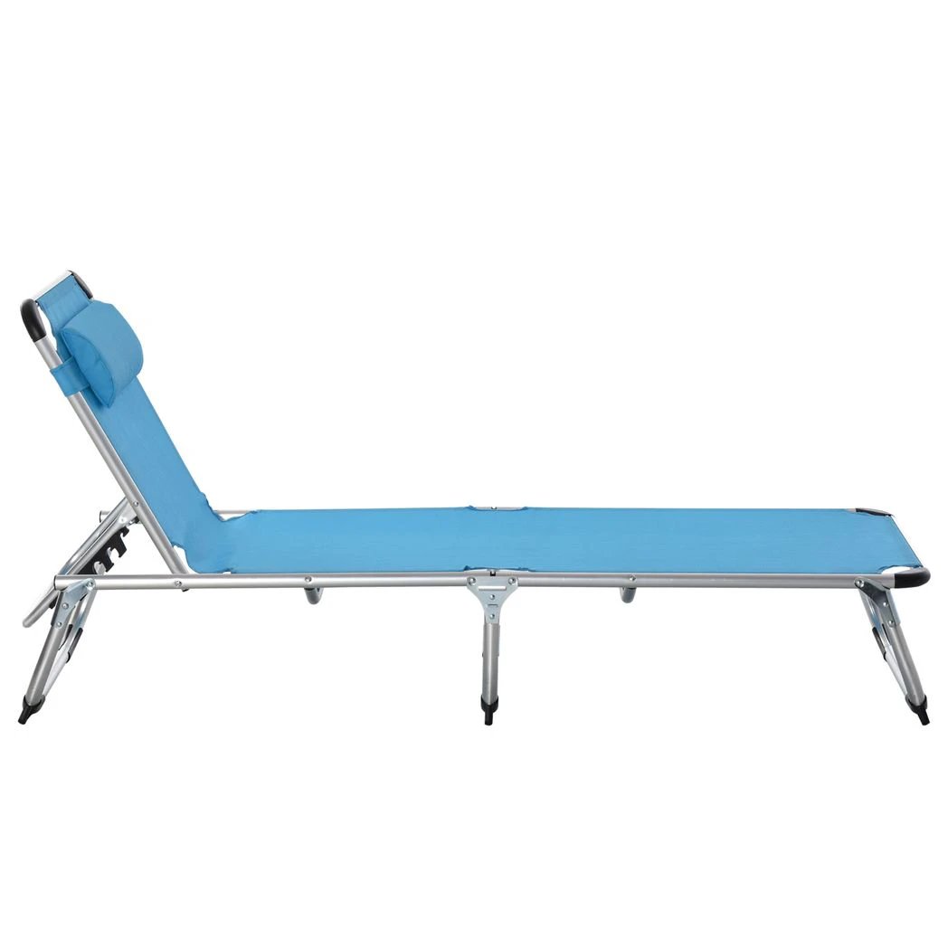 Foldable Reclining Sun Lounger Lounge Chair Camping Bed Cot with Pillow by Outsunny