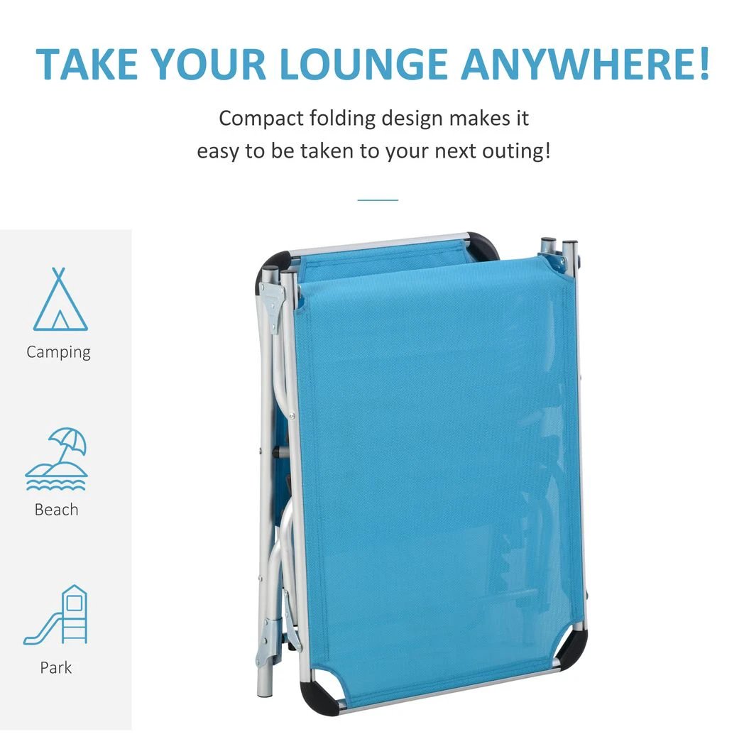 Outsunny Foldable Reclining Sun Lounger Lounge Chair Camping Bed Cot with Pillow - Sun Lounger
