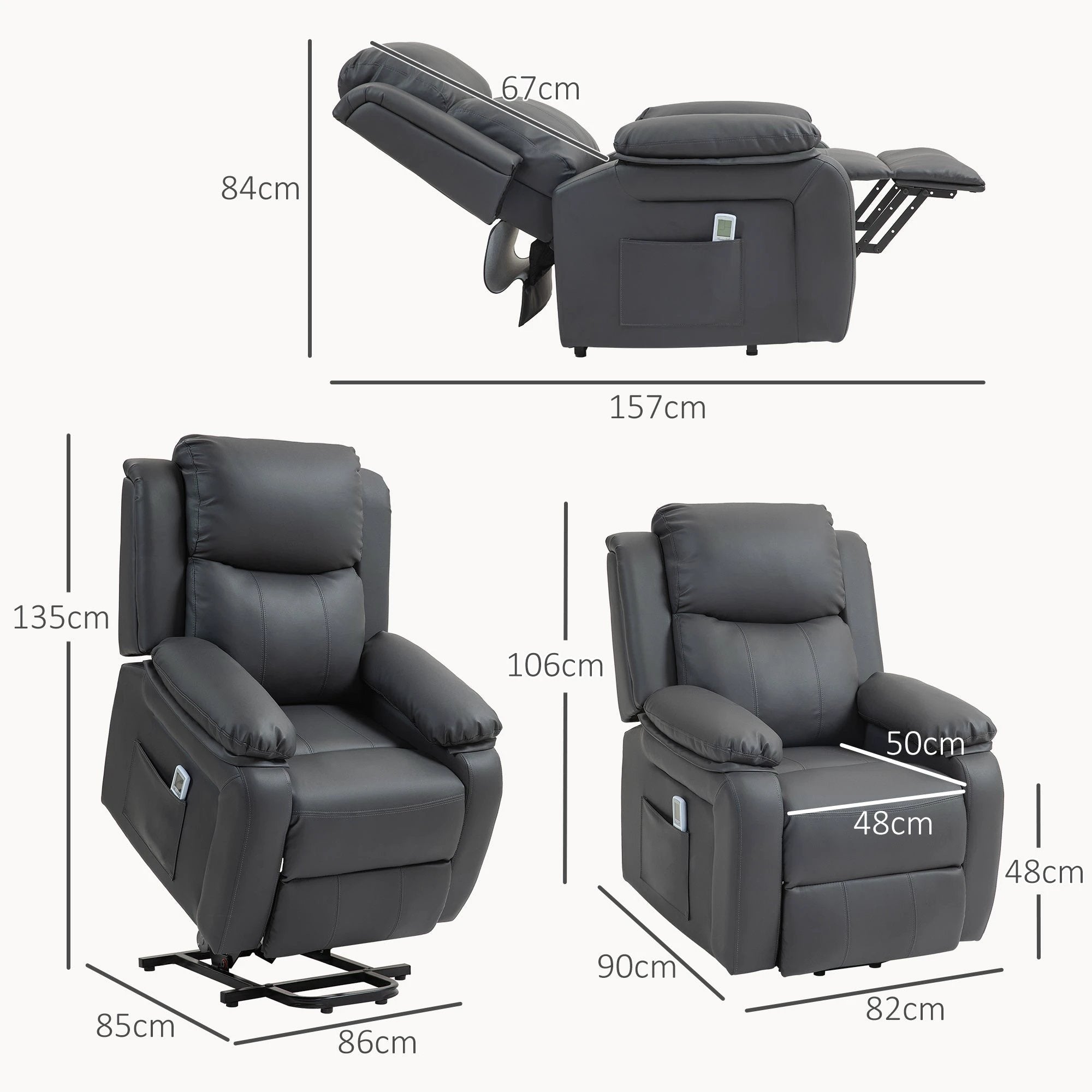 HOMCOM Riser and Recliner Chair Power Lift Recliner with Remote - Recliner