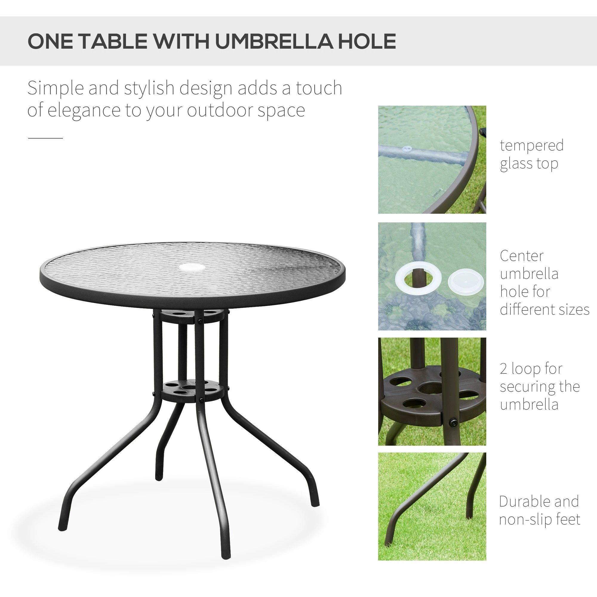 6 Pcs Bistro Set, Texteline-Black by Outsunny