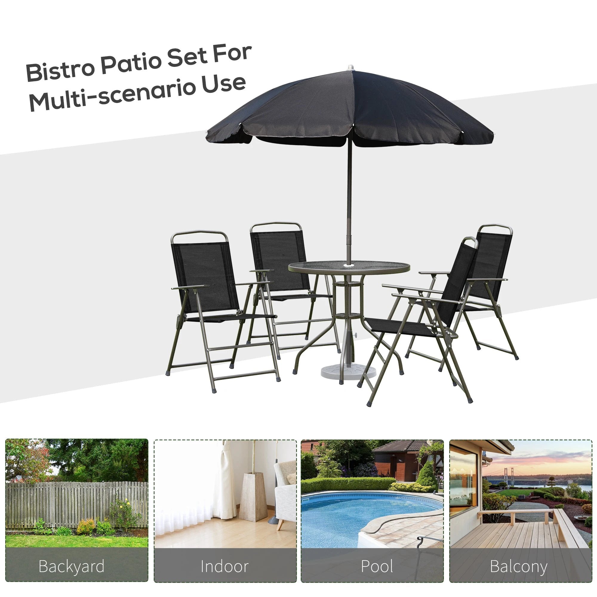 6 Pcs Bistro Set, Texteline-Black by Outsunny