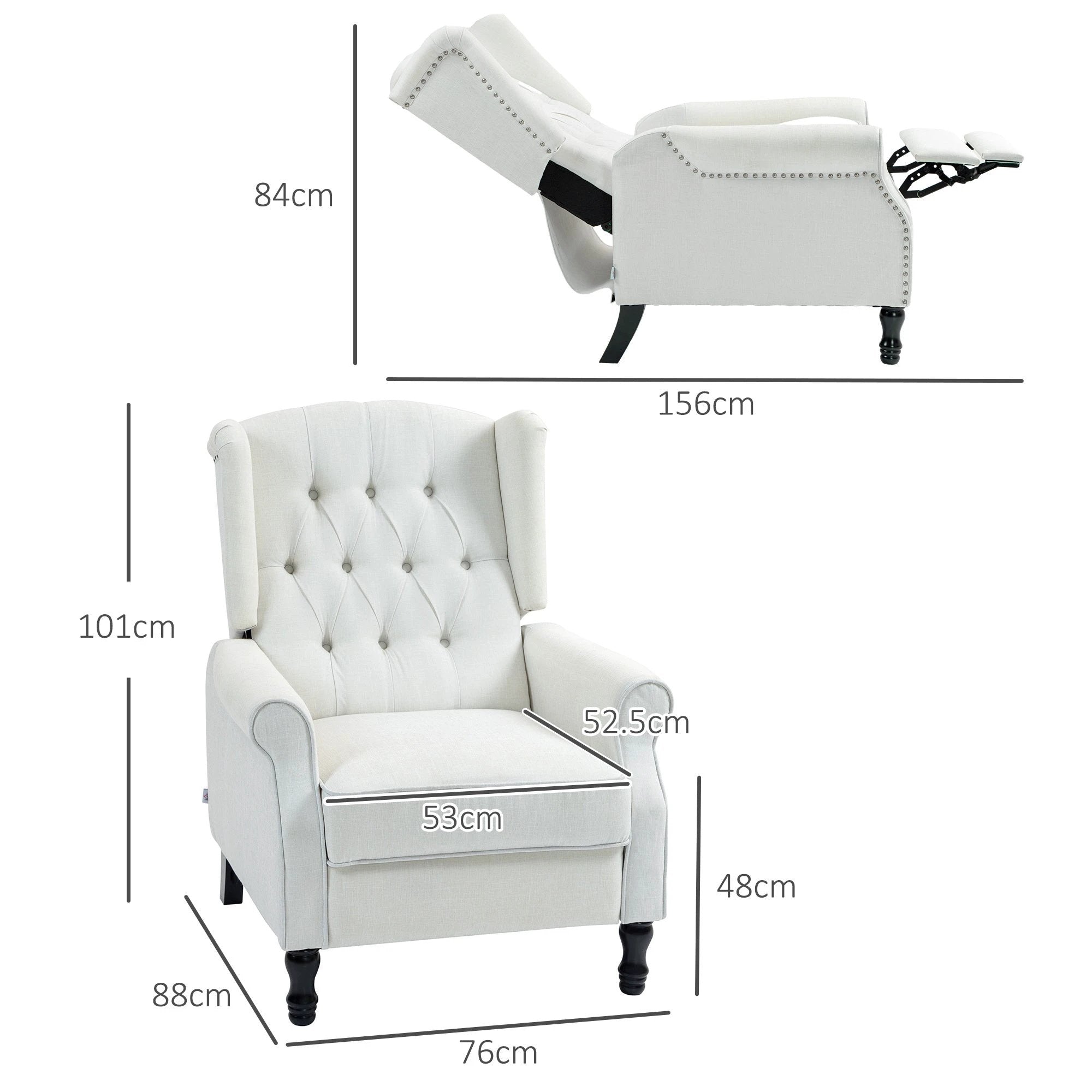 HOMCOM Manual Reclining Armchair Recliner with Footrest - Recliner