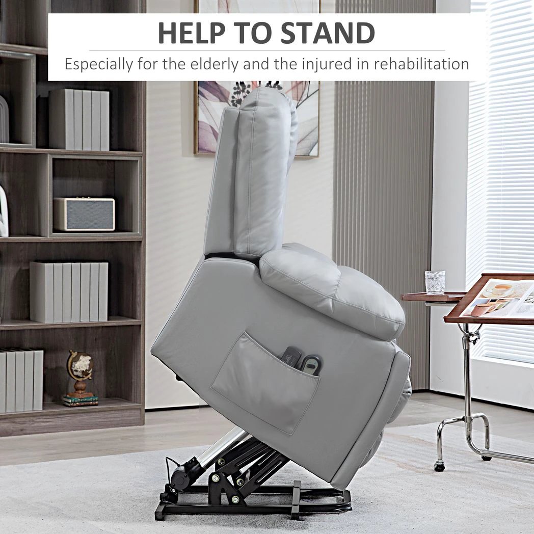 HOMCOM Riser and Recliner Chair for Elderly, Quick Assembly, Light Grey - Recliner