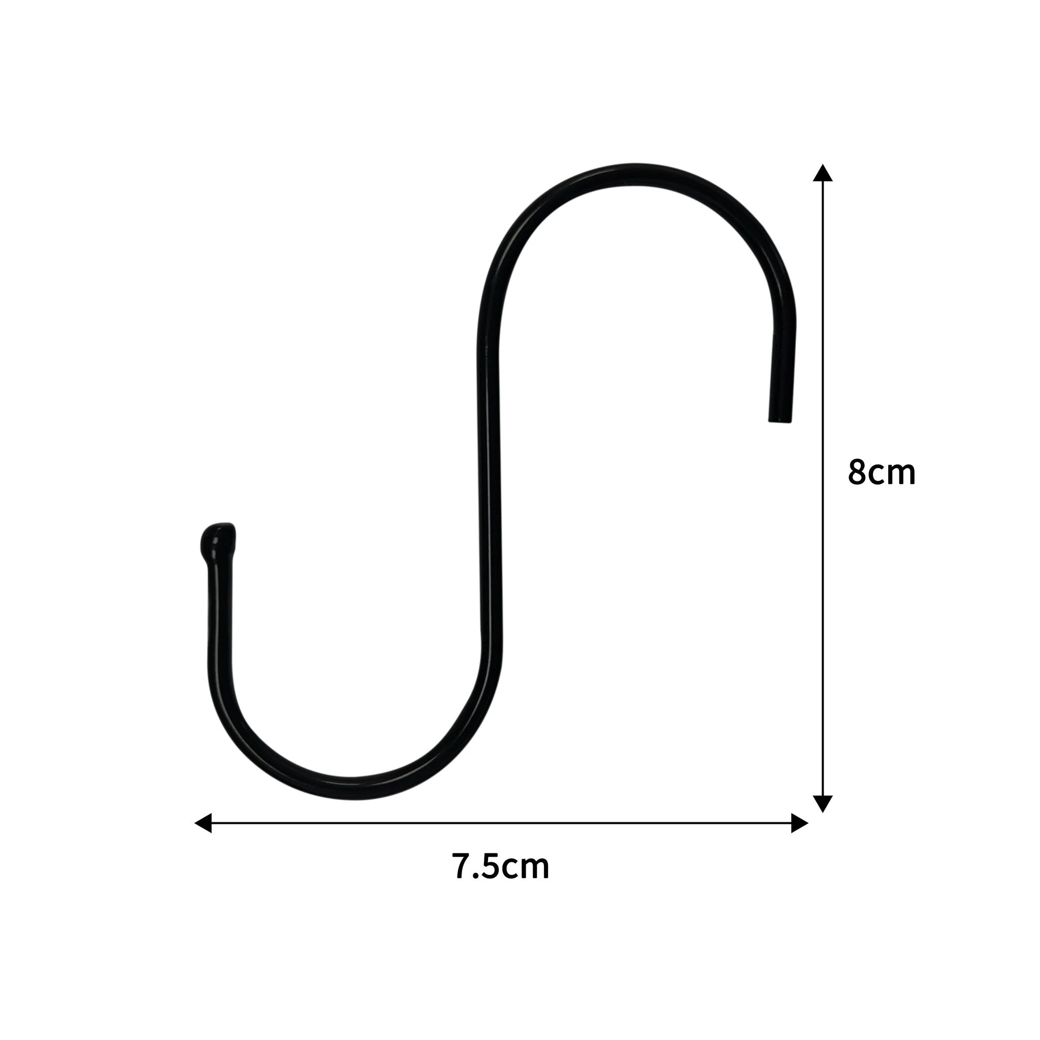 S Shape Steel Hanging Hooks - Black x 8 by Monster Shop