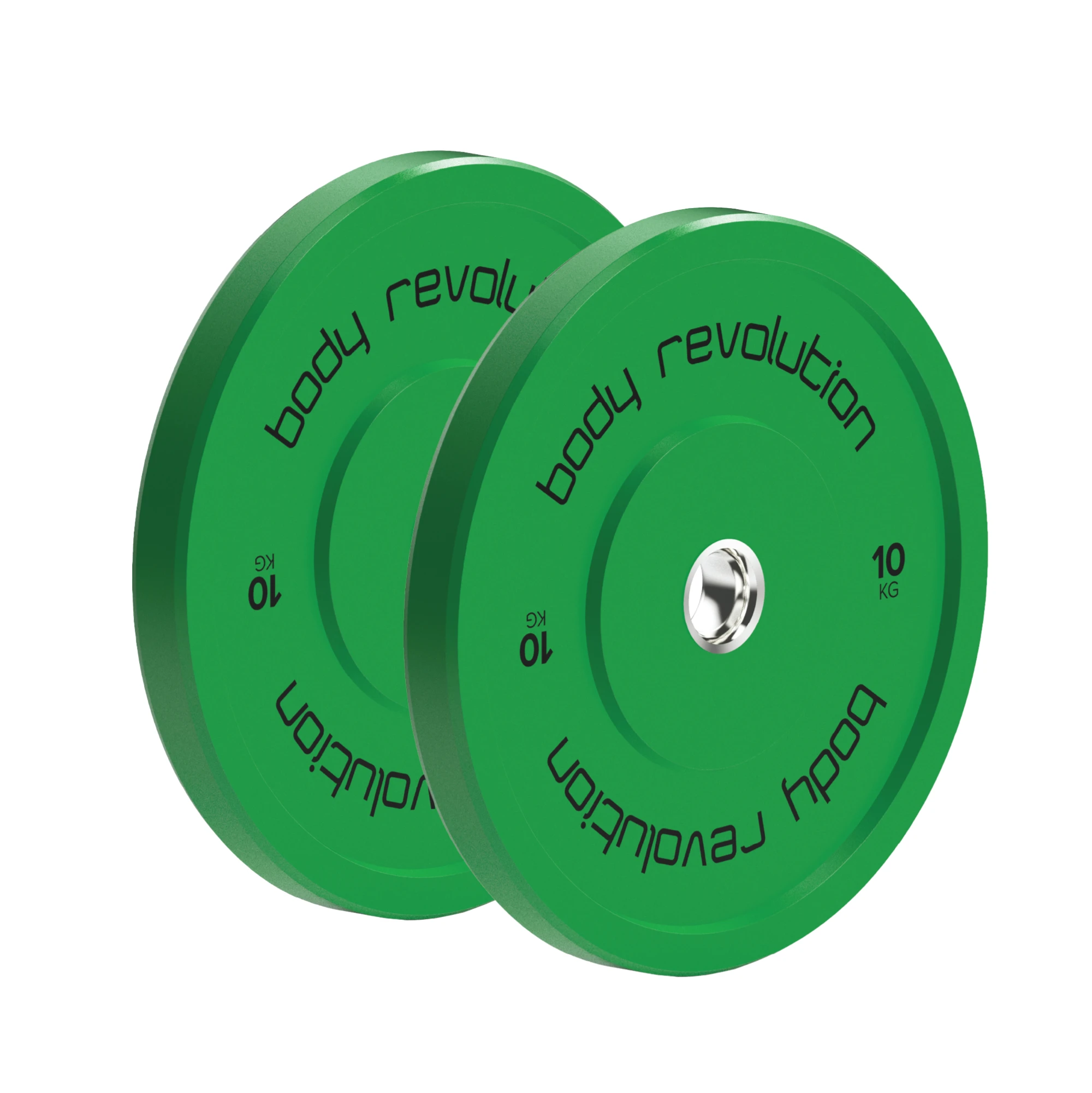 Body Revolution 2 x 10Kg Green Olympic Bumper Plates by Monster Shop