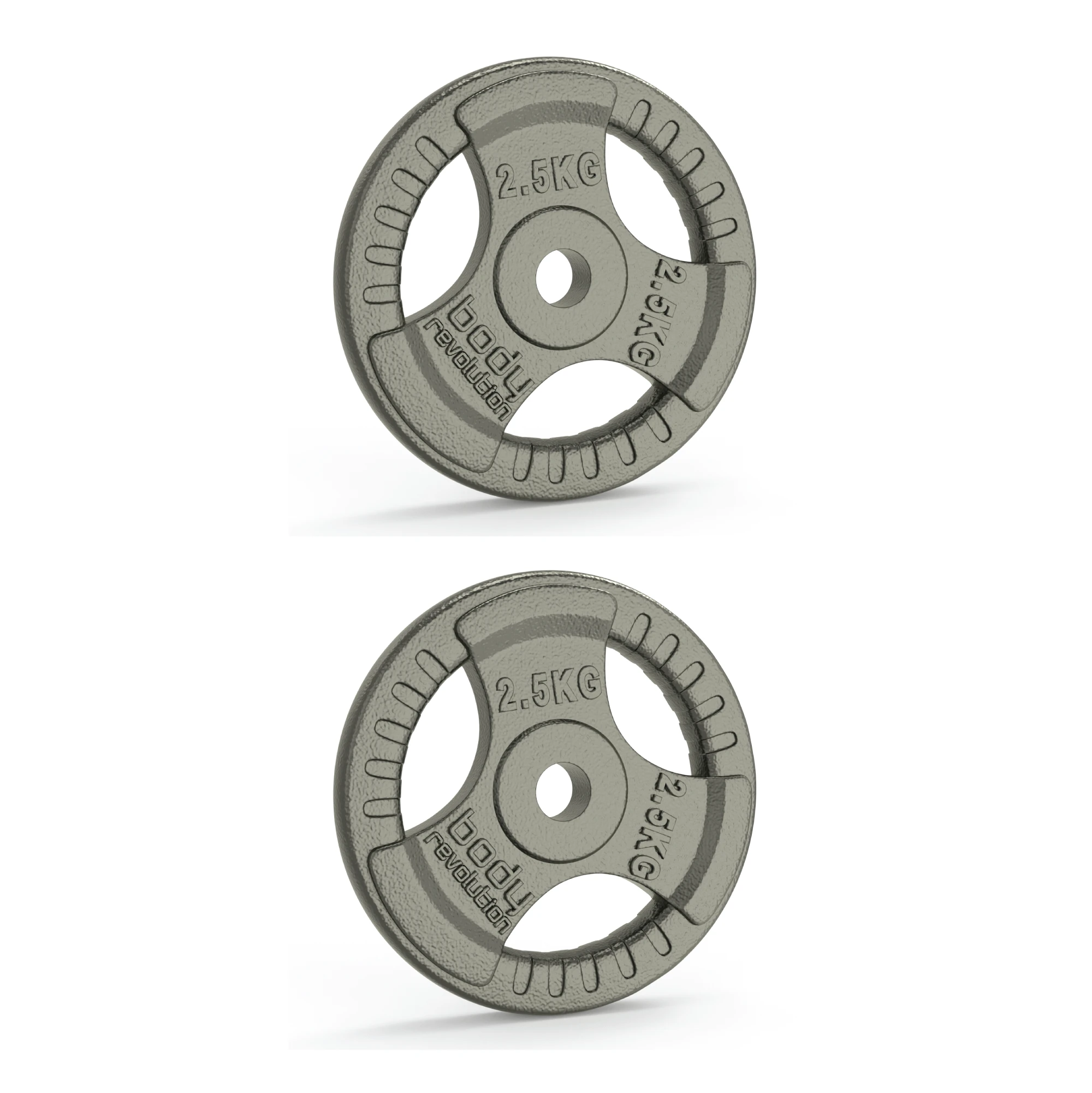 Monster Shop 2x 2.5kg Cast Iron Weight Plates - 1" Standard Tri Grip -