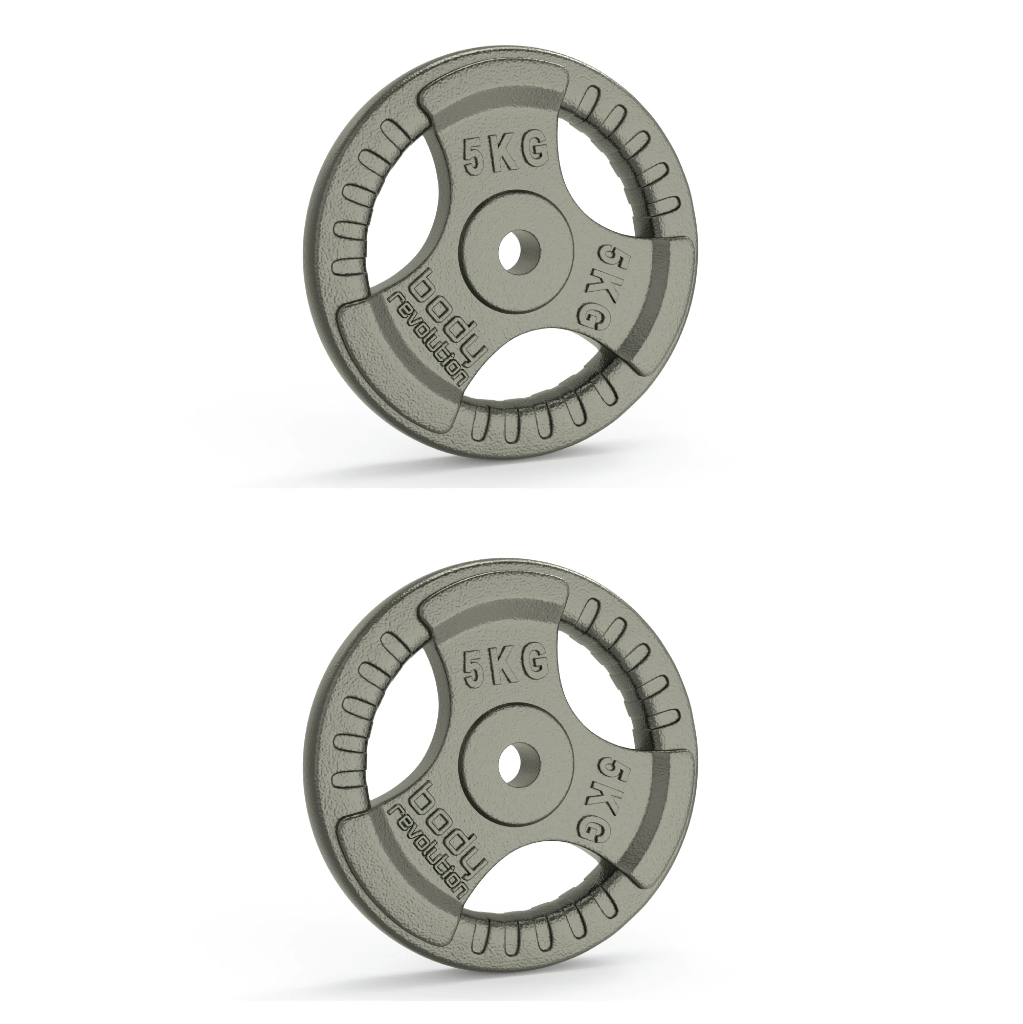 2x 5kg Cast Iron Weight Plates - 1" Standard Tri Grip by Monster Shop