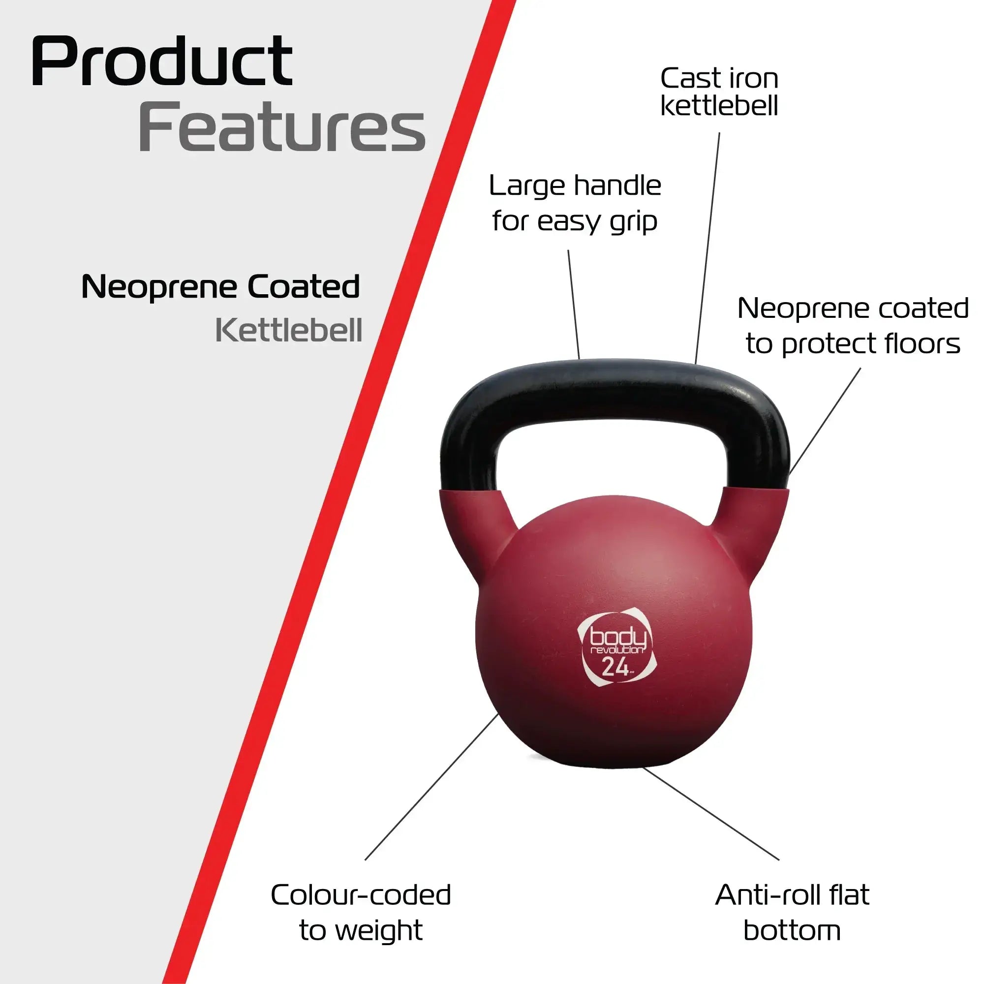 Monster Shop Body Revolution 24kg Neoprene Kettlebells -
