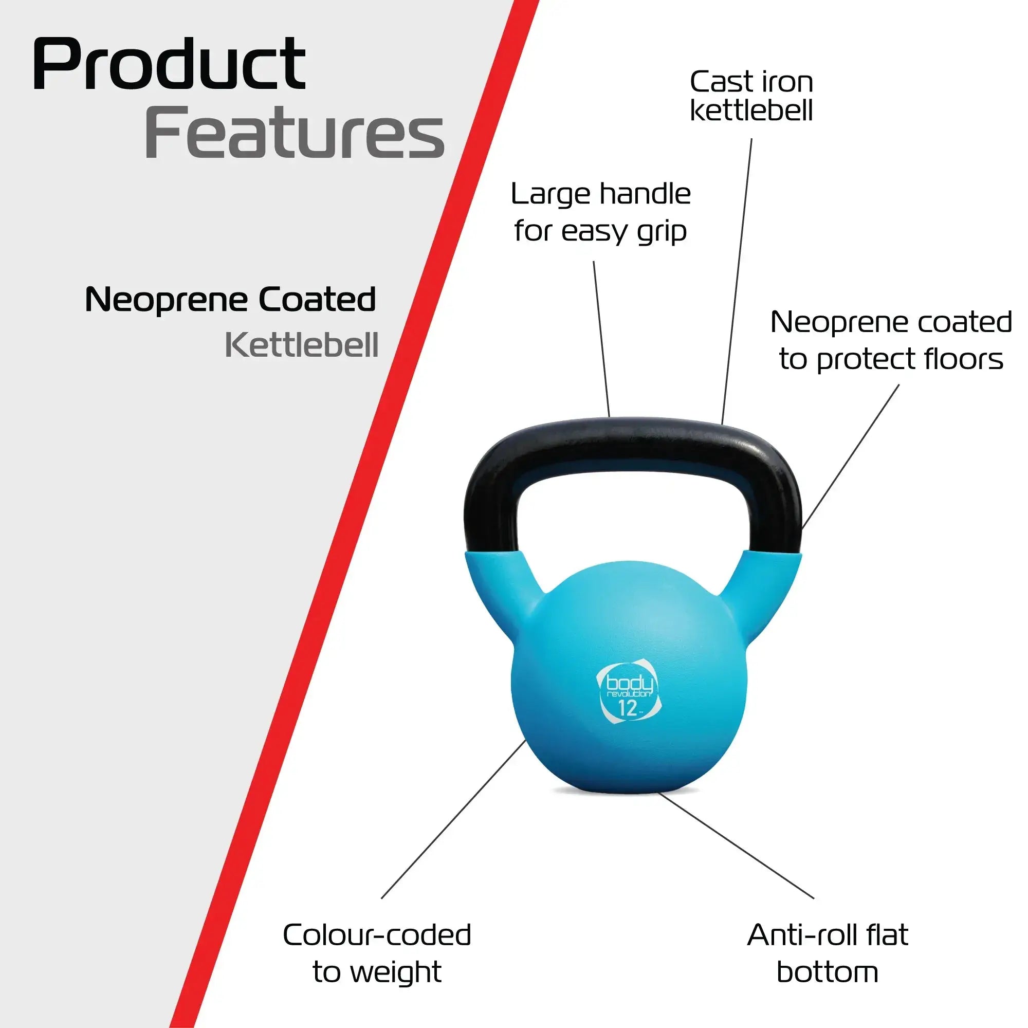 Monster Shop Body Revolution 12kg Neoprene Kettlebells -