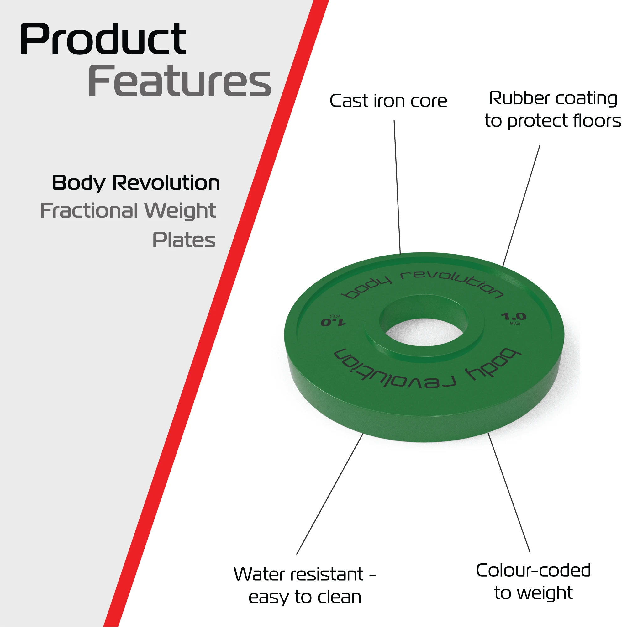 2 x 1kg Fractional Bumper Plates by Monster Shop