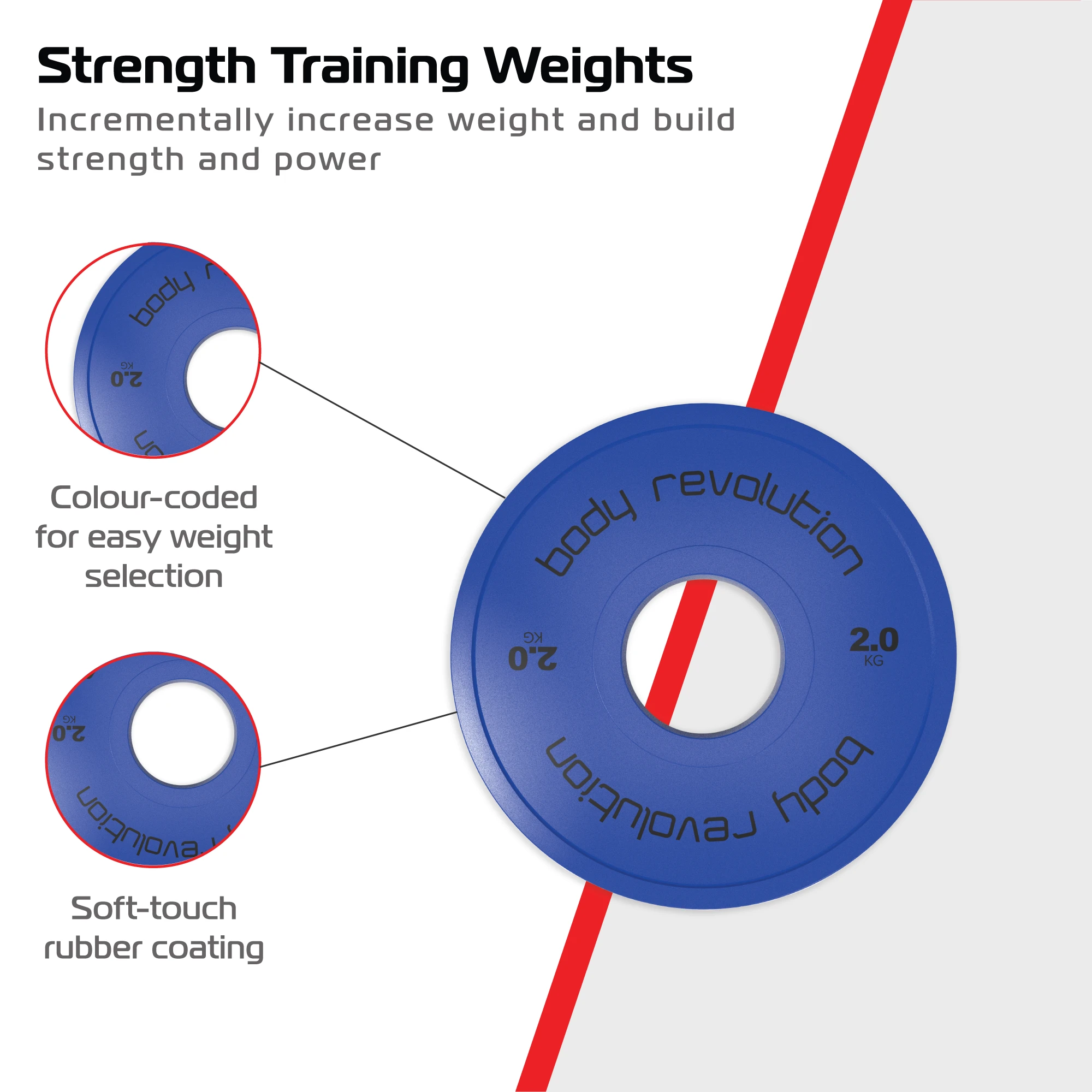Monster Shop 2 x 2kg Fractional Bumper Plates -