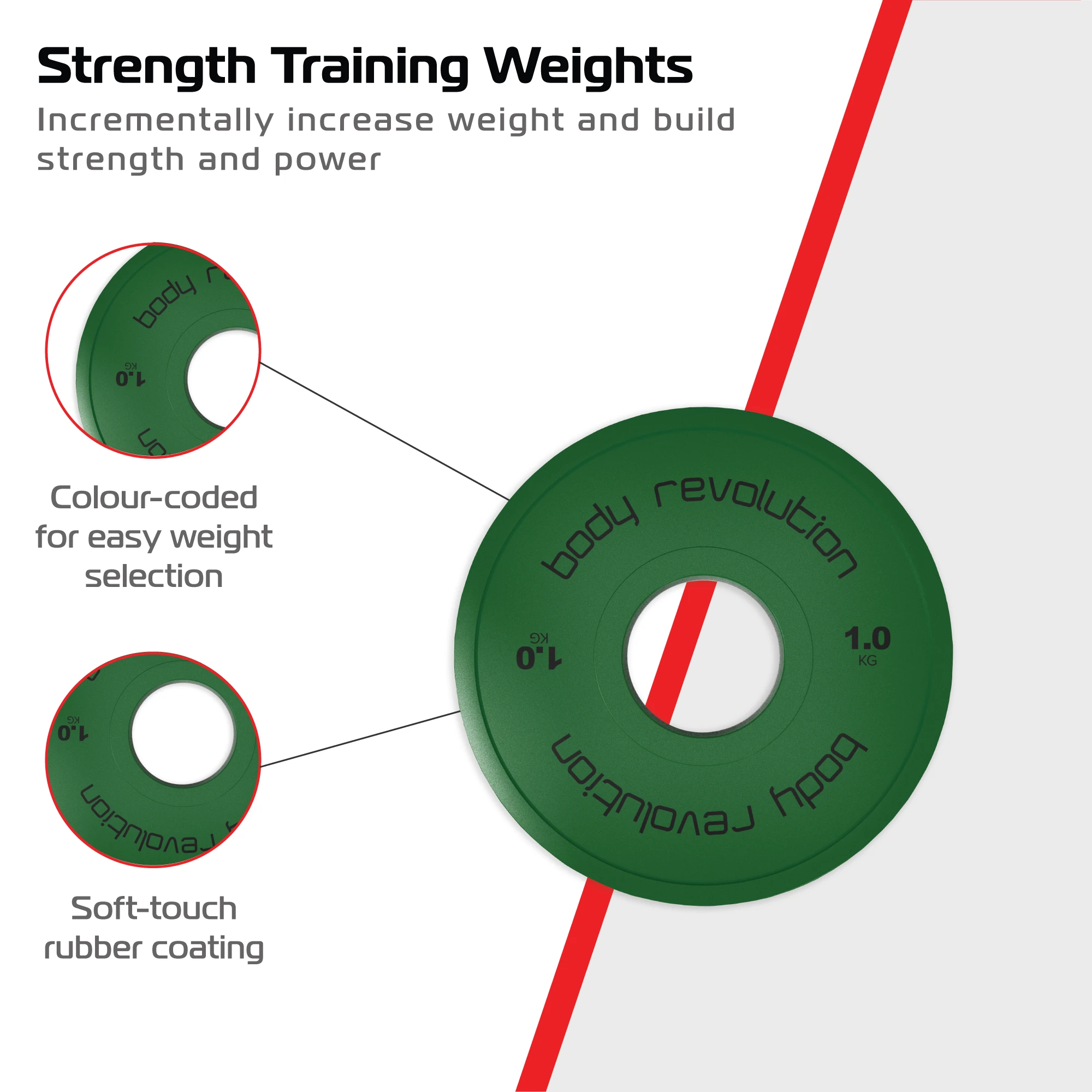 2 x 1kg Fractional Bumper Plates by Monster Shop
