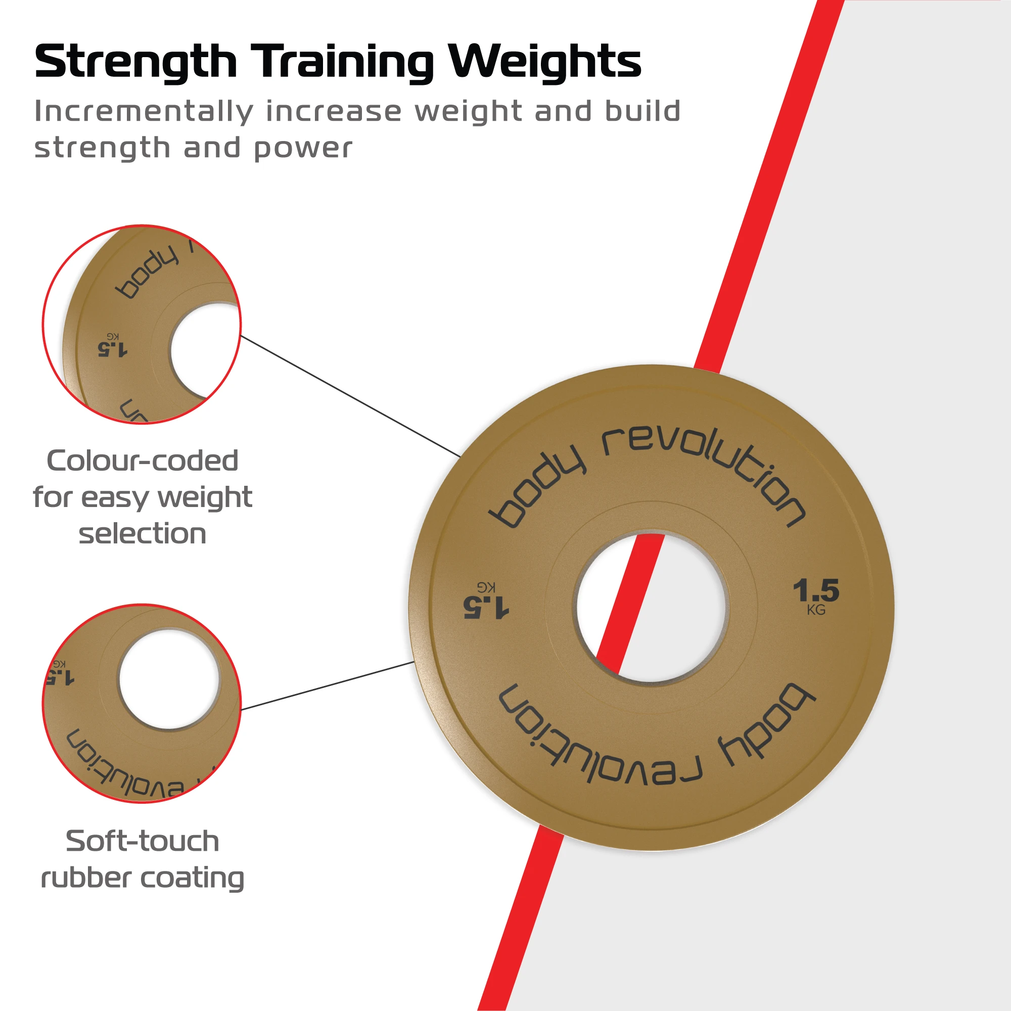 2 x 1.5kg Fractional Bumper Plates by Monster Shop