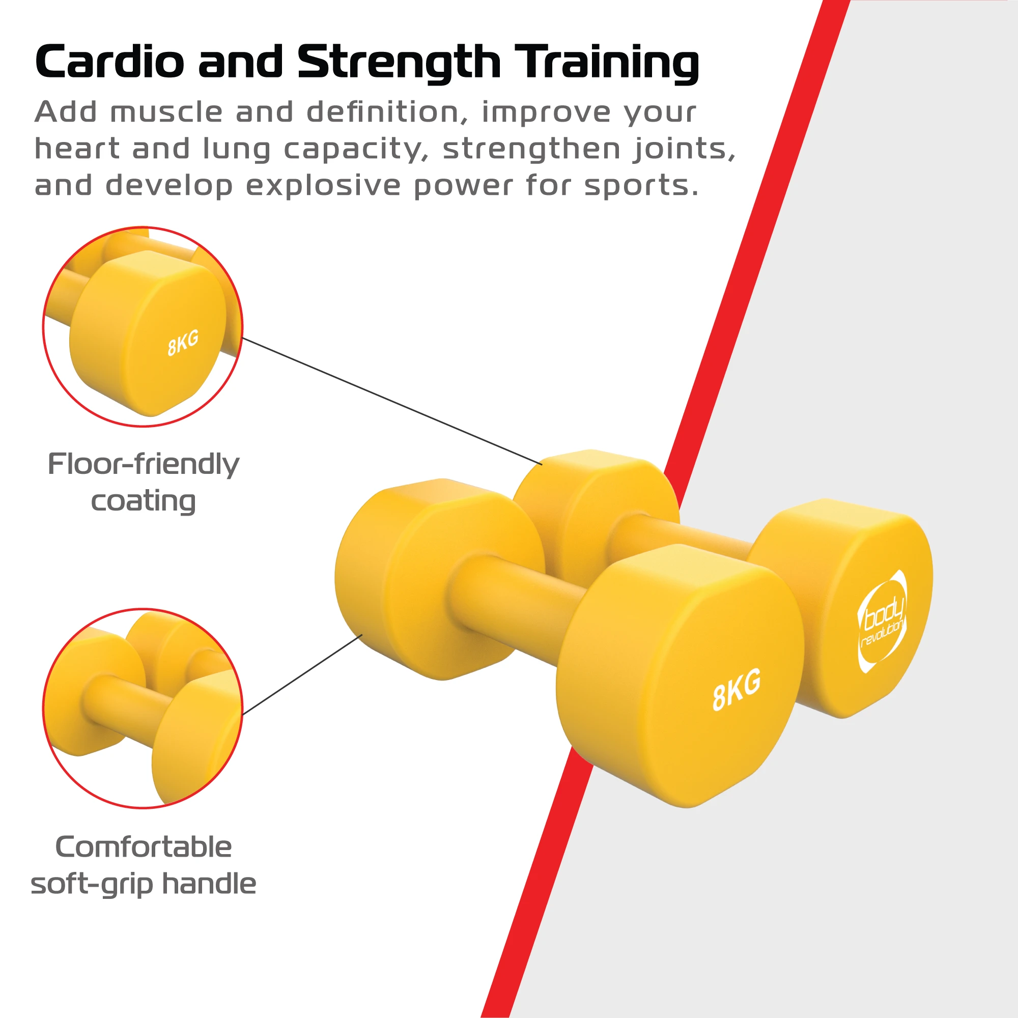 2 x 8KG Neoprene dumbbells by Monster Shop