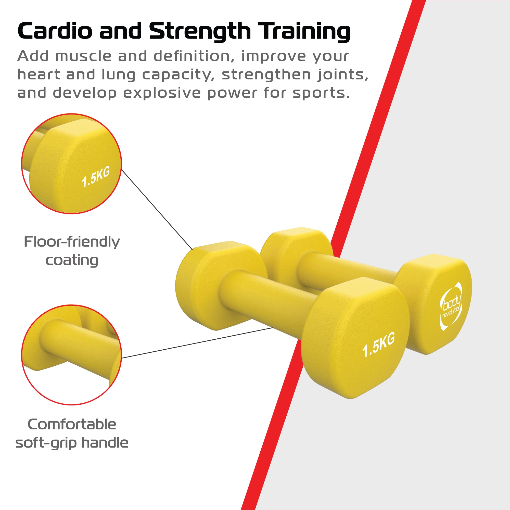 Monster Shop 2 x 1.5KG Neoprene dumbbells -