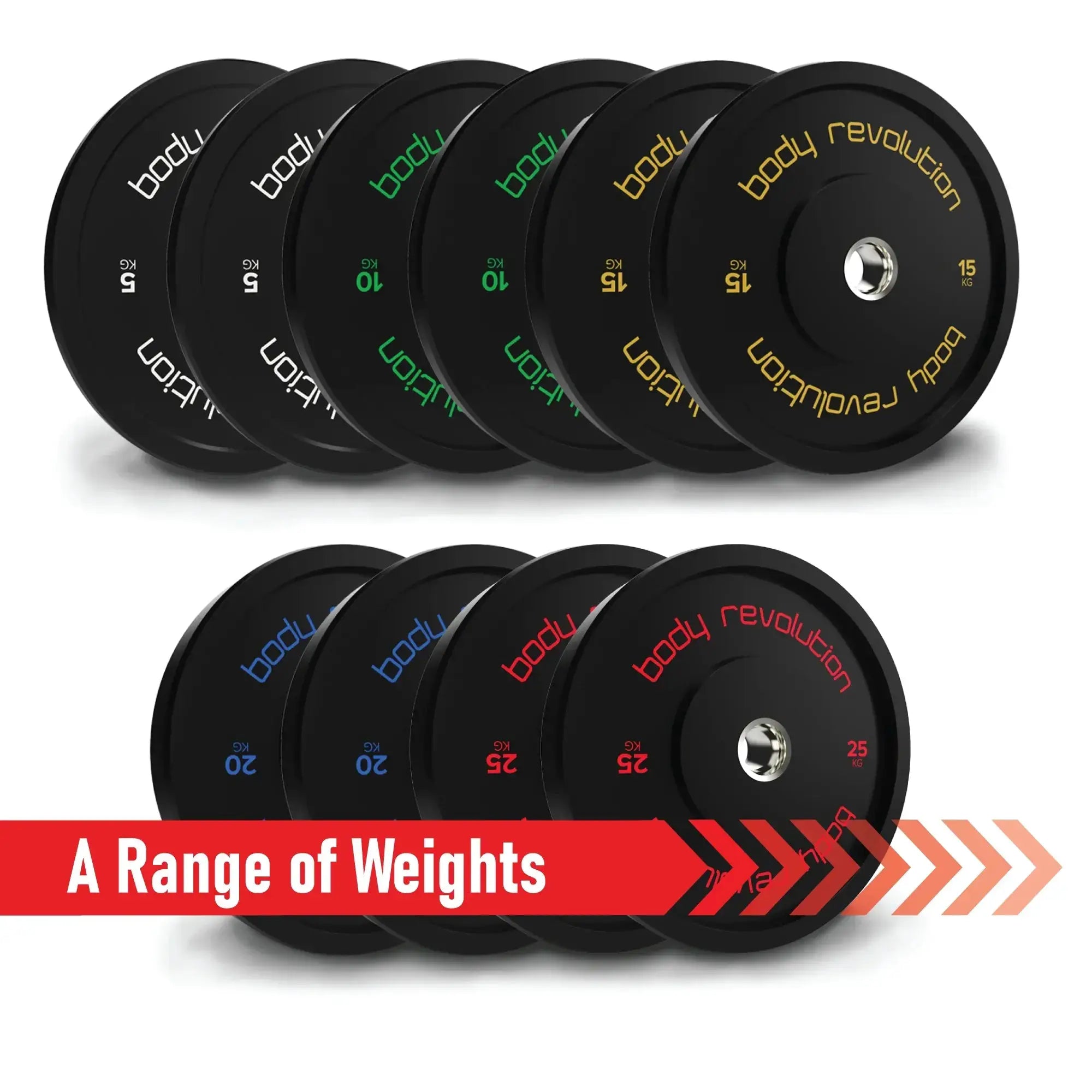 Monster Shop Body Revolution Olympic Black Bumper Plate 150kg Bundle -