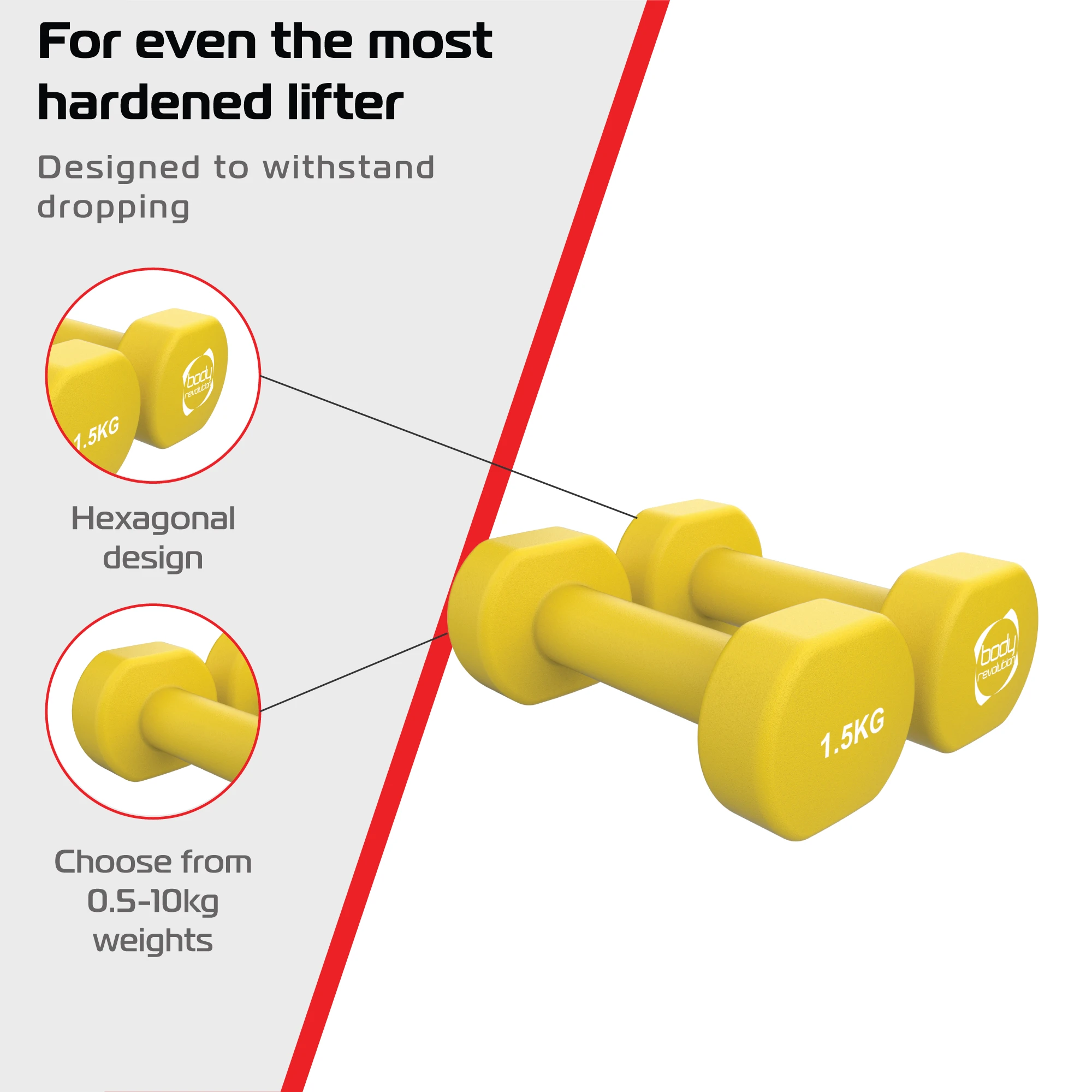 Monster Shop 2 x 1.5KG Neoprene dumbbells -