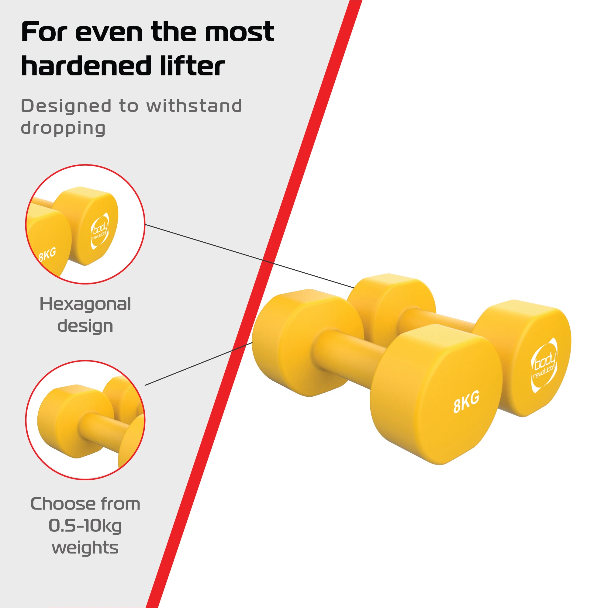 2 x 8KG Neoprene dumbbells by Monster Shop